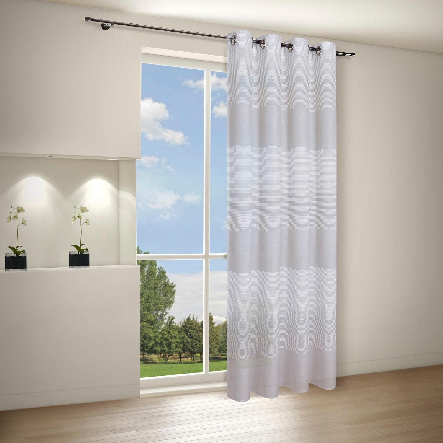 Gerster Gordijn Kelly HxB: 235x140, moderne gestreepte sjaal met oogjes (1 stuk)
