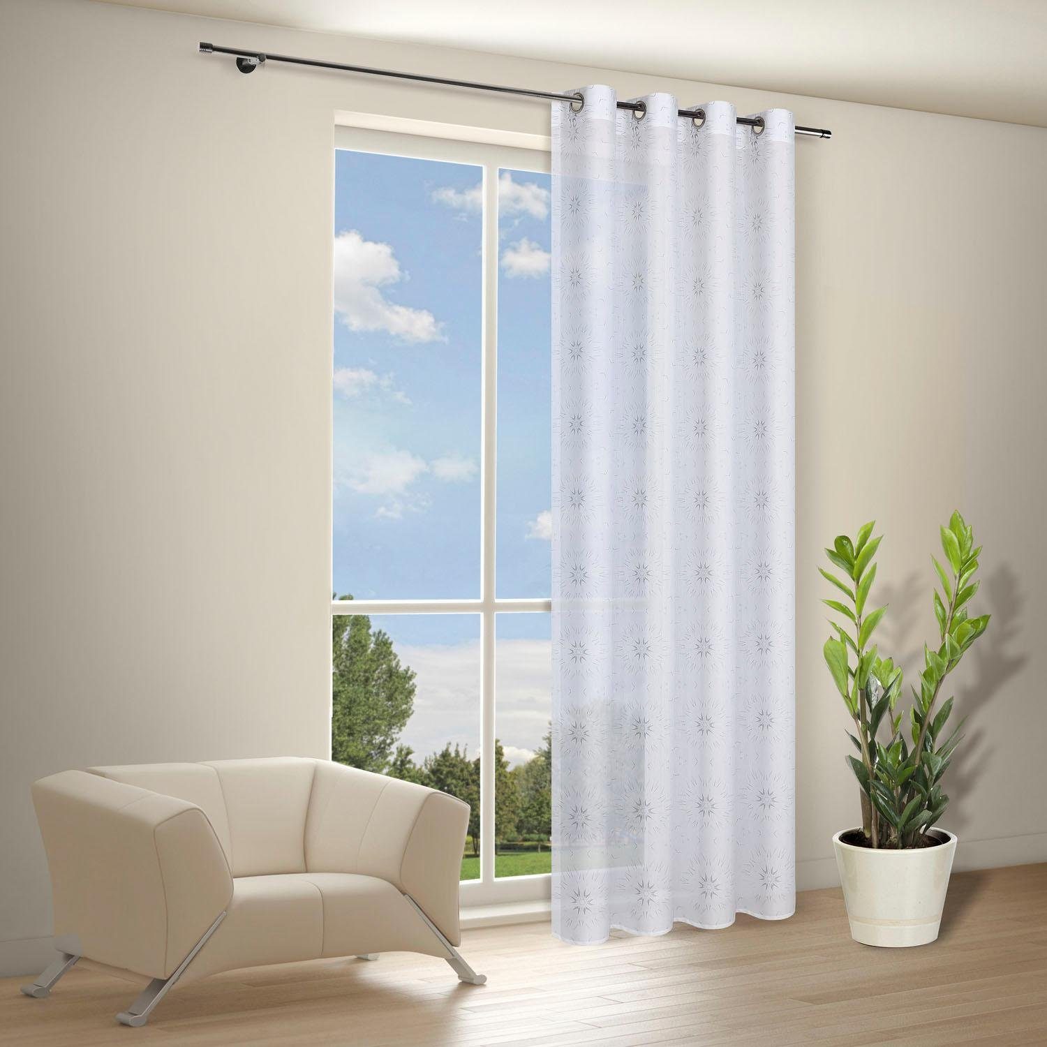 Gerster Gordijn Gian HxB: 235x140, moderne sjaal met gaatjes bedrukt (1 stuk)