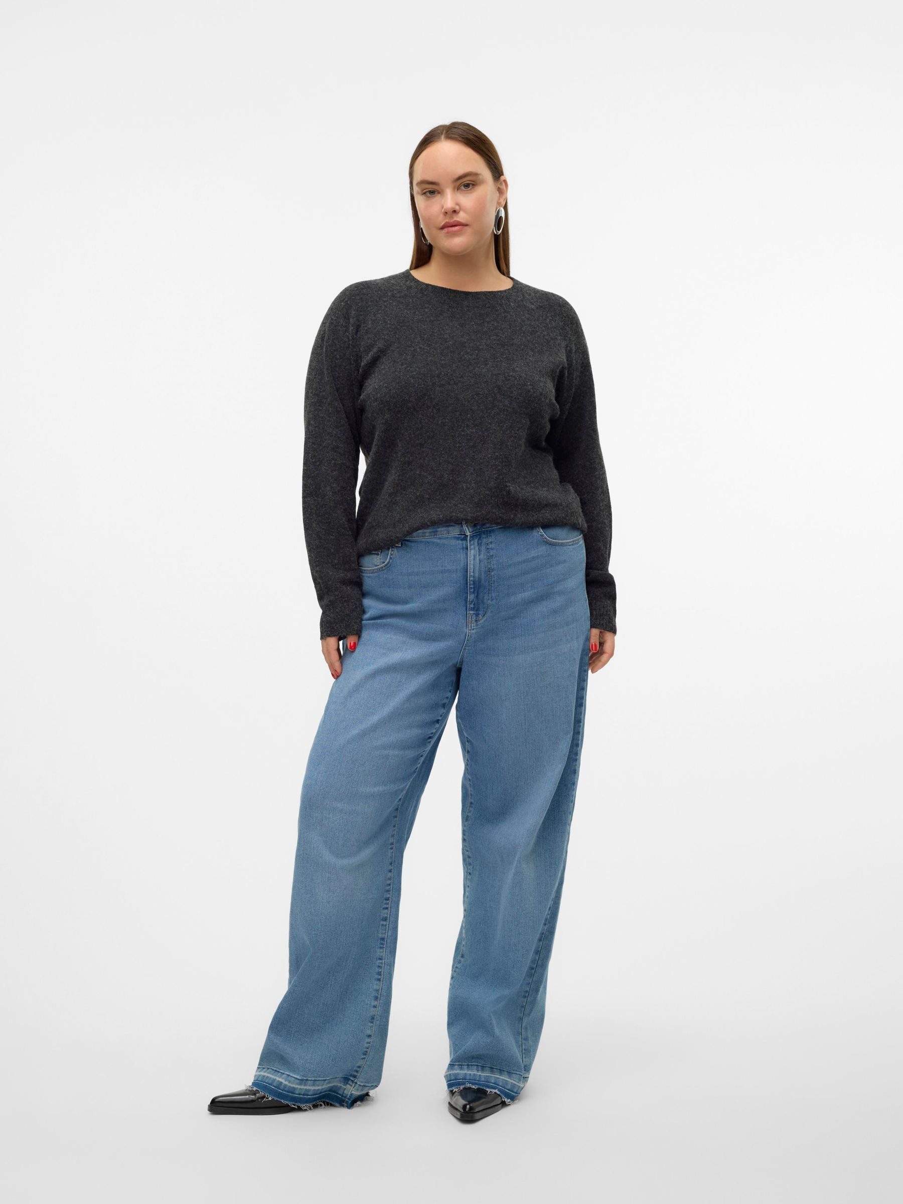Vero Moda Curve Trui met ronde hals VMCDOFFY LS O-NECK BLOUSE GA NOOS CUR