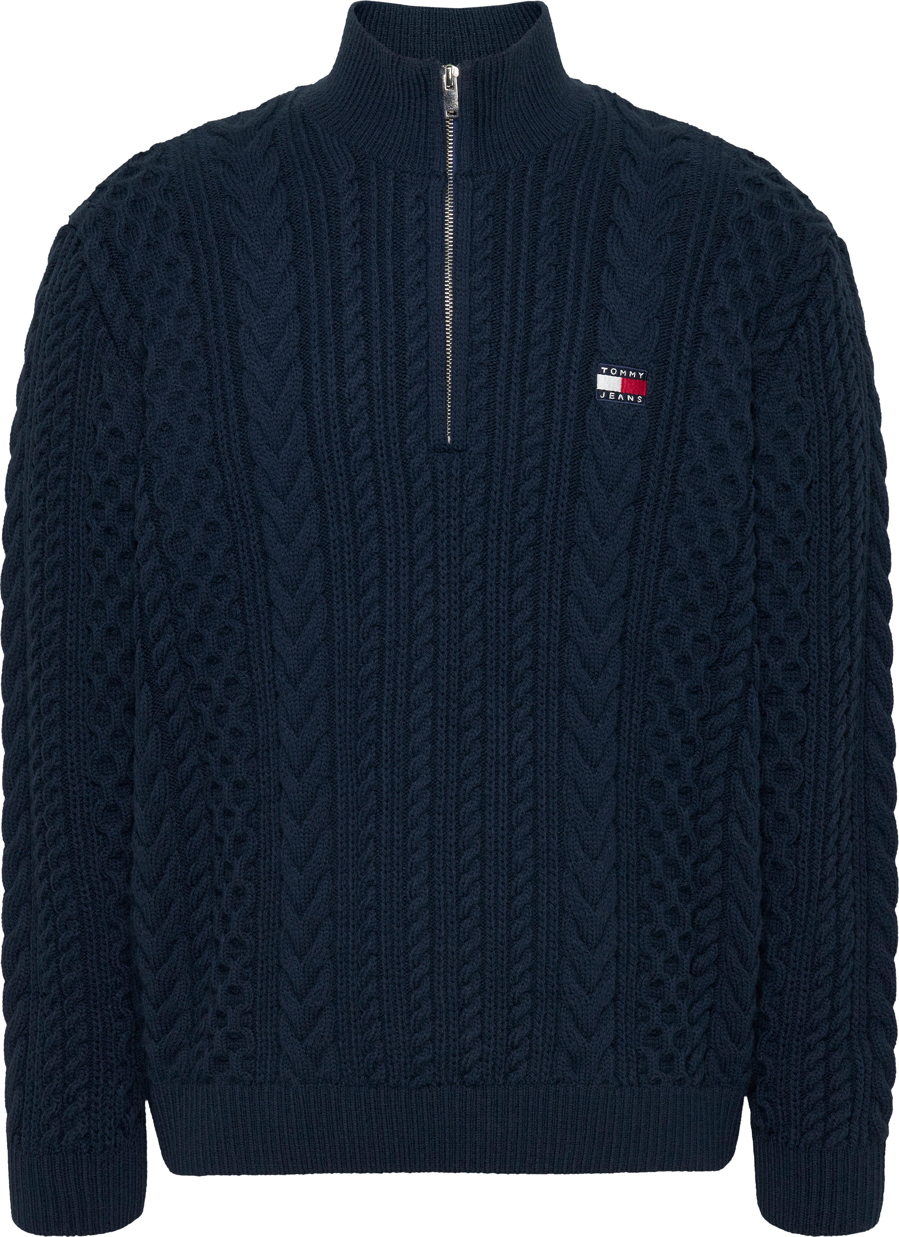 TOMMY JEANS Trui met staande kraag TJM REG CABLE S FLAG 1/4 ZIP