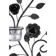 home affaire wandkaarsenhouder bloemenrank, zwart wandkandelaar, wanddeco, wanddecoratie, van metaal, met used effect, woonkamer zwart