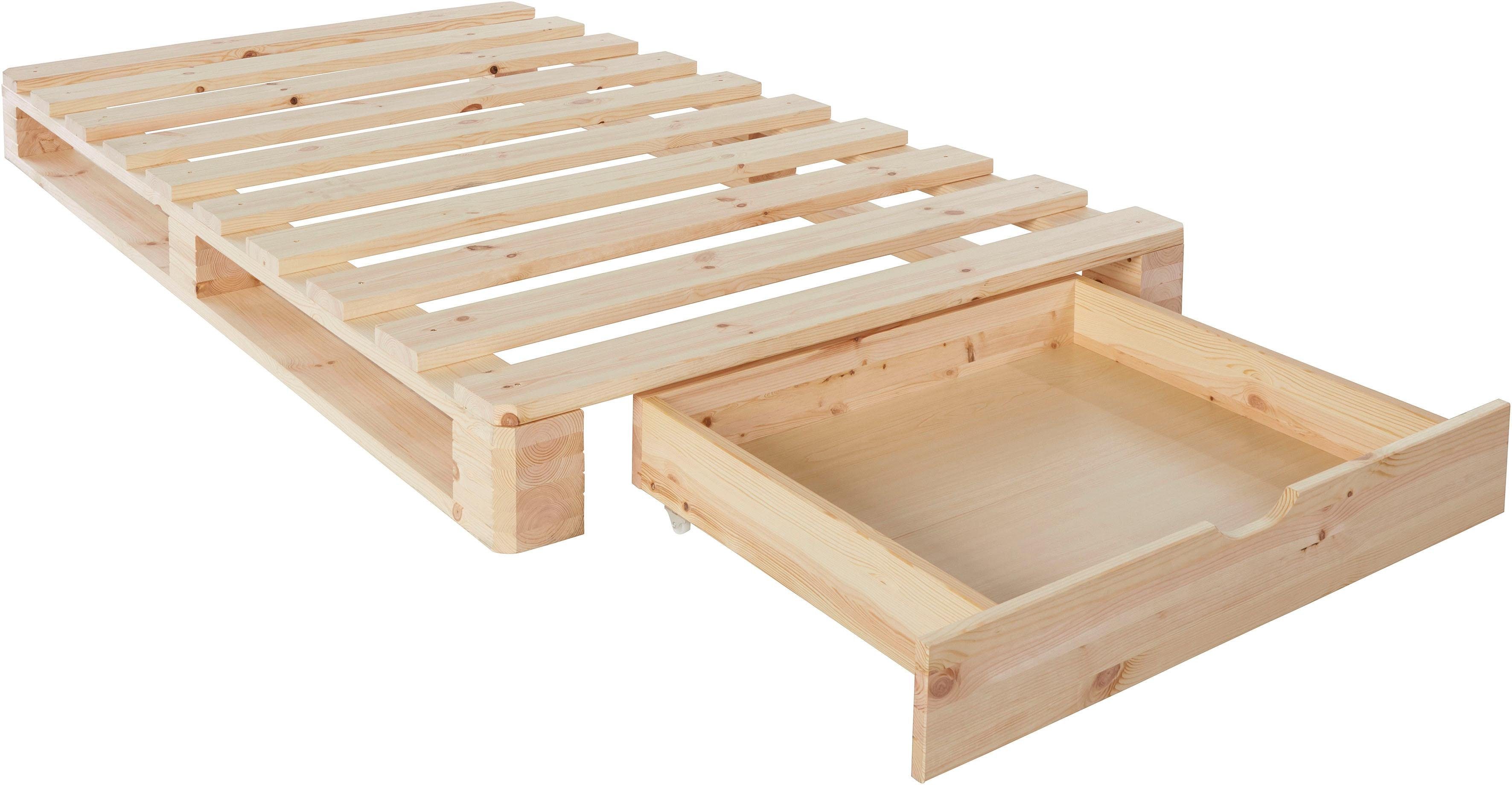 Home affaire Palletbed "ALASCO" BESTSELLER! Met lade gecertificeerd massief hout, uit te breiden tot tweepersoons- of familiebed