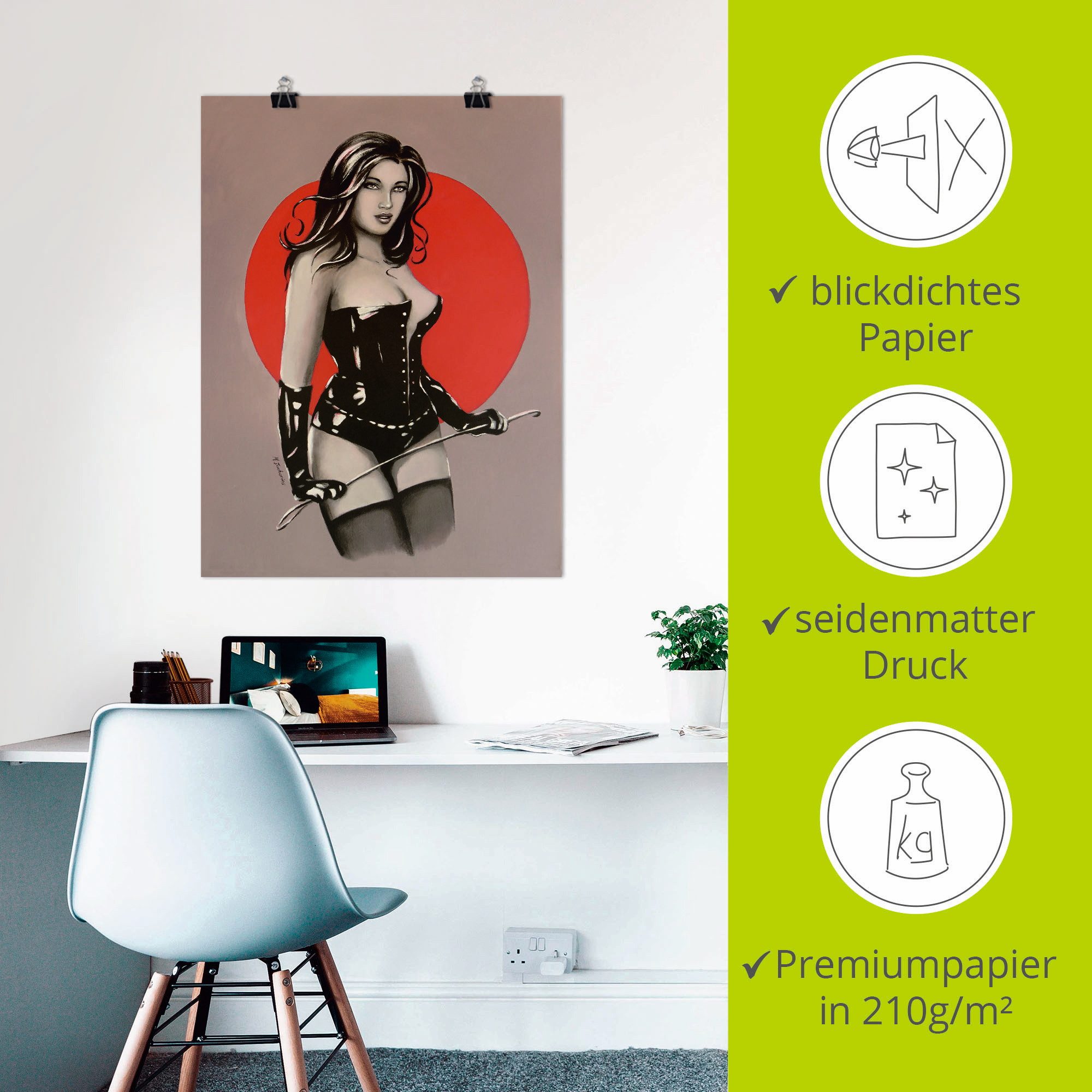 Artland Poster Mistress meesteres van de lust - schilderkunst als artprint van aluminium, artprint op linnen, muursticker of poster in verschillende maten