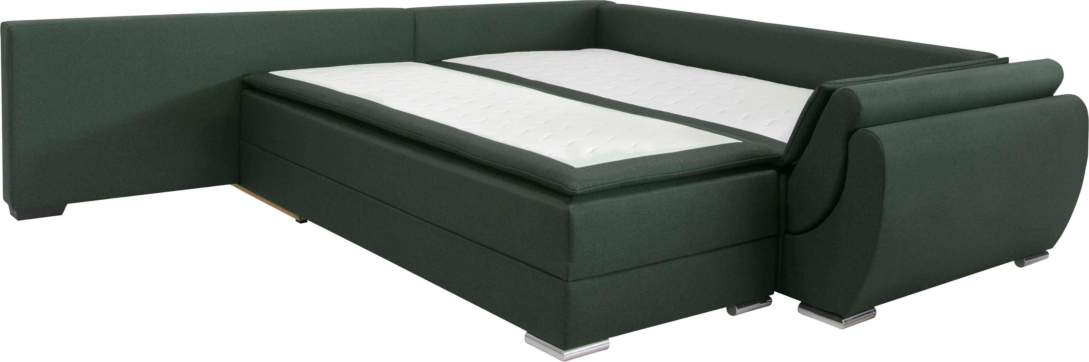 INOSIGN Hoekbank Göteborg met boxspring-slaapfunctie en bedkist, bedfunctie, topmatras
