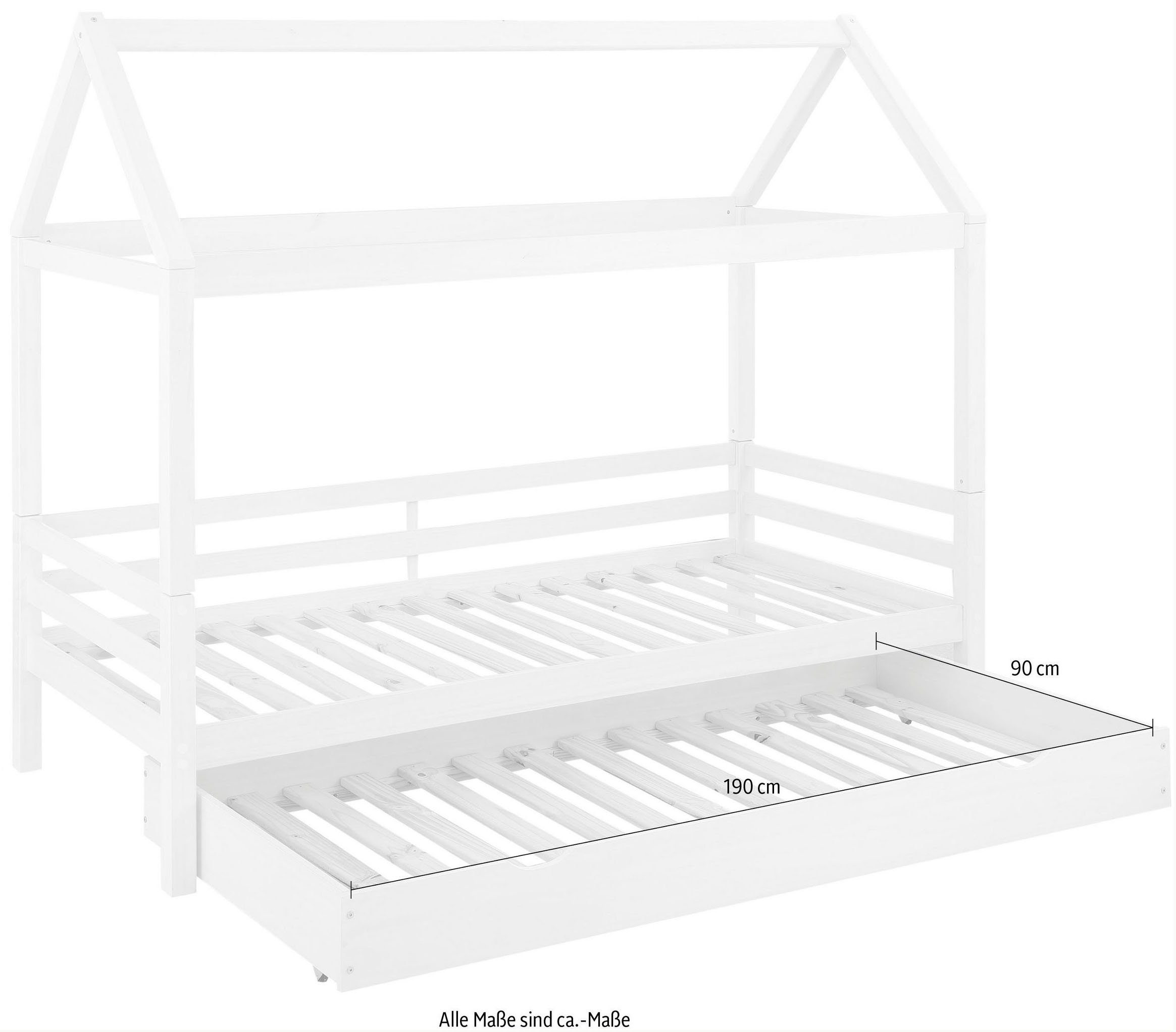Lüttenhütt Kinderledikant Alpi inclusief bedlade en lattenbodem, ligoppervlak 90x200 cm,