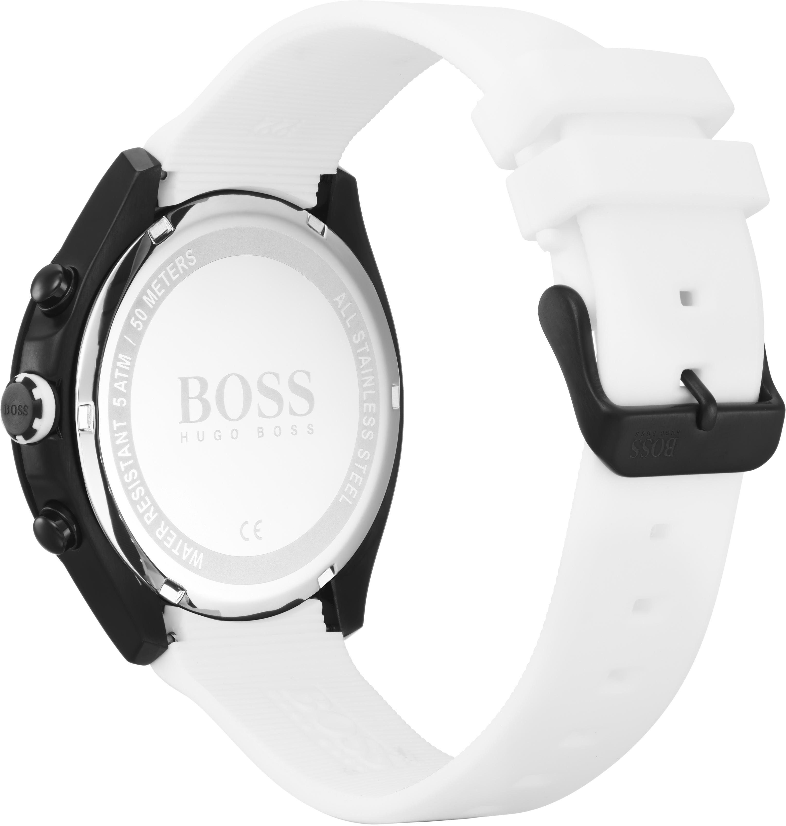 Boss Chronograaf Velocity Quartz horloge, herenhorloge, armbanduhr, stopfunctie, siliconen band