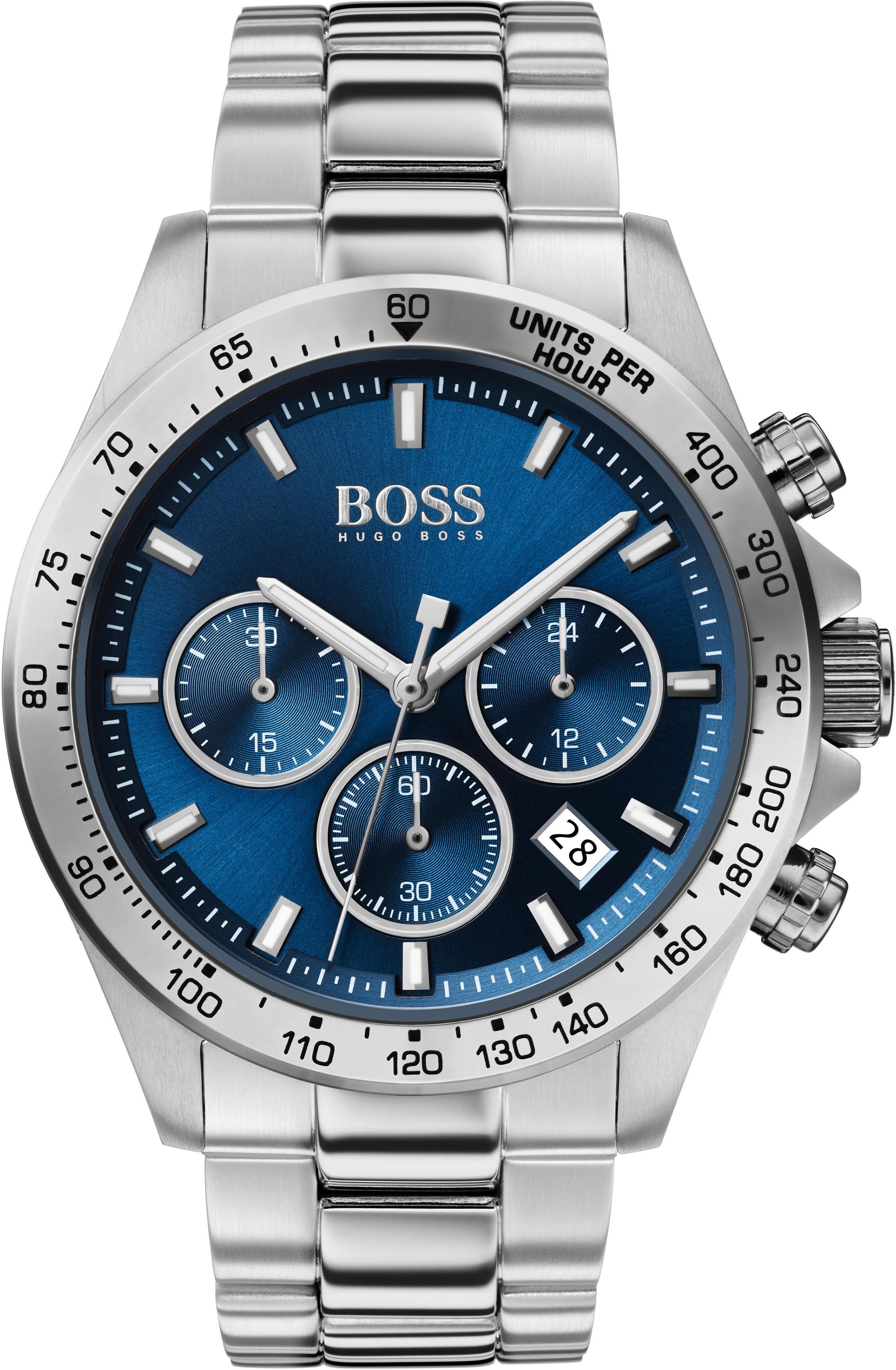 Boss Chronograaf Hero Quartzhorloge, herenhorloge, horloge, stopwatchfunctie, roestvrijstalen band