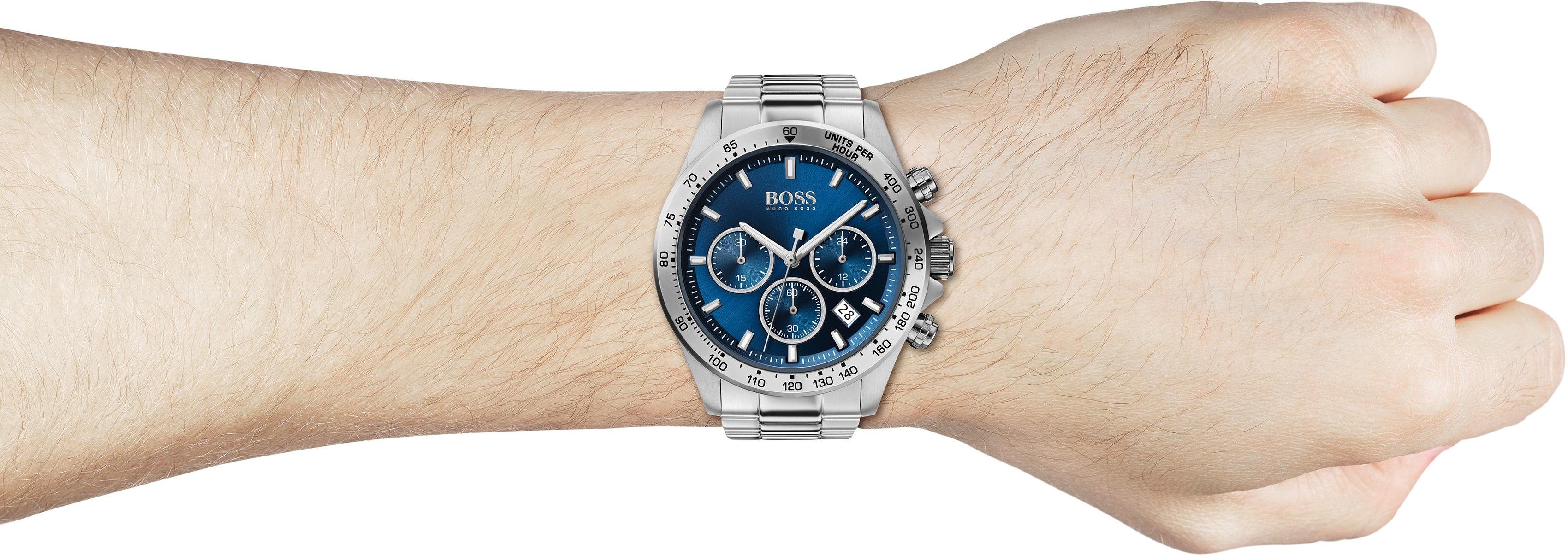 Boss Chronograaf Hero Quartzhorloge, herenhorloge, horloge, stopwatchfunctie, roestvrijstalen band