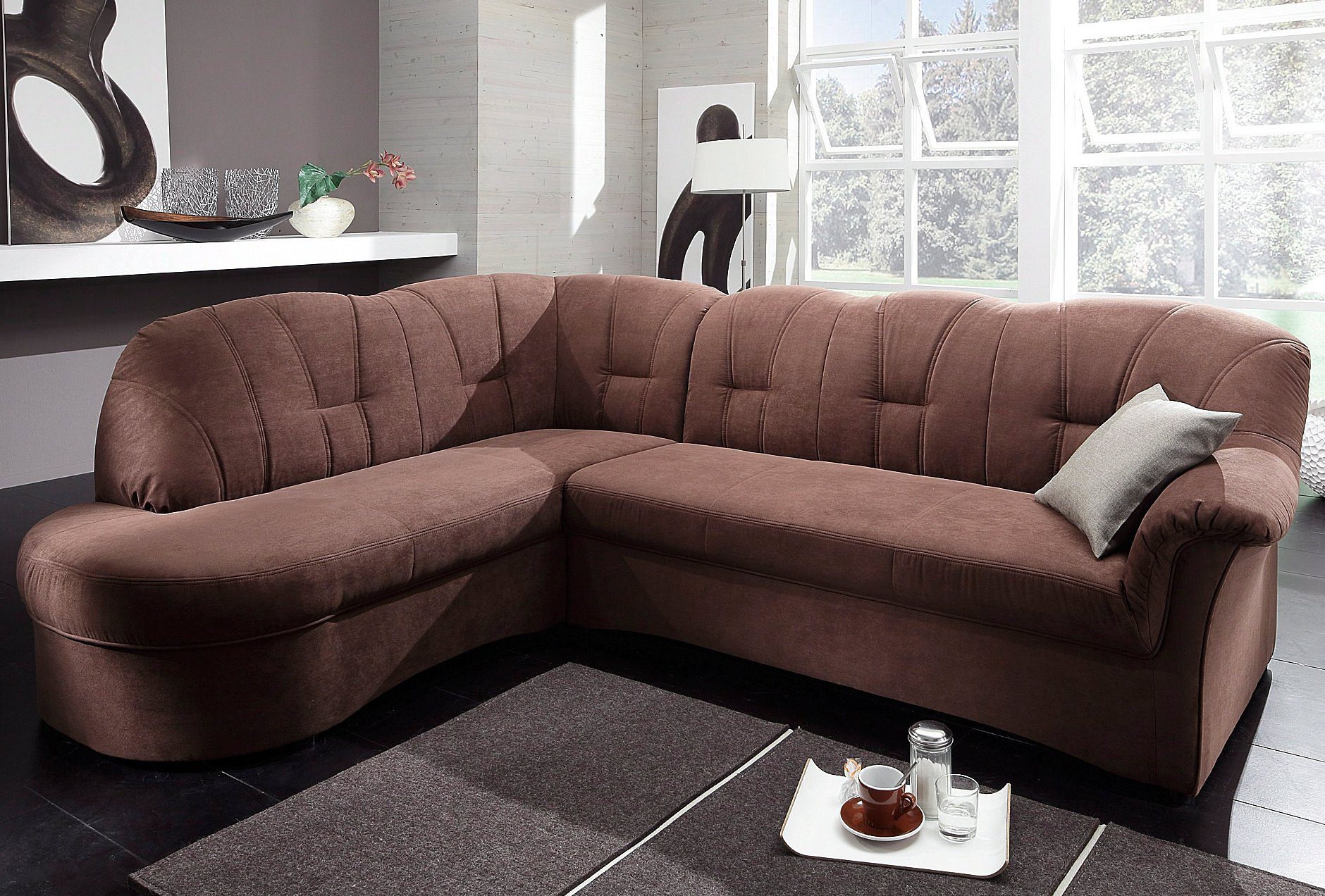 DOMO collection Hoekbank Papenburg, tijdloze rugsteppingen, elegante armleuning, L-vorm