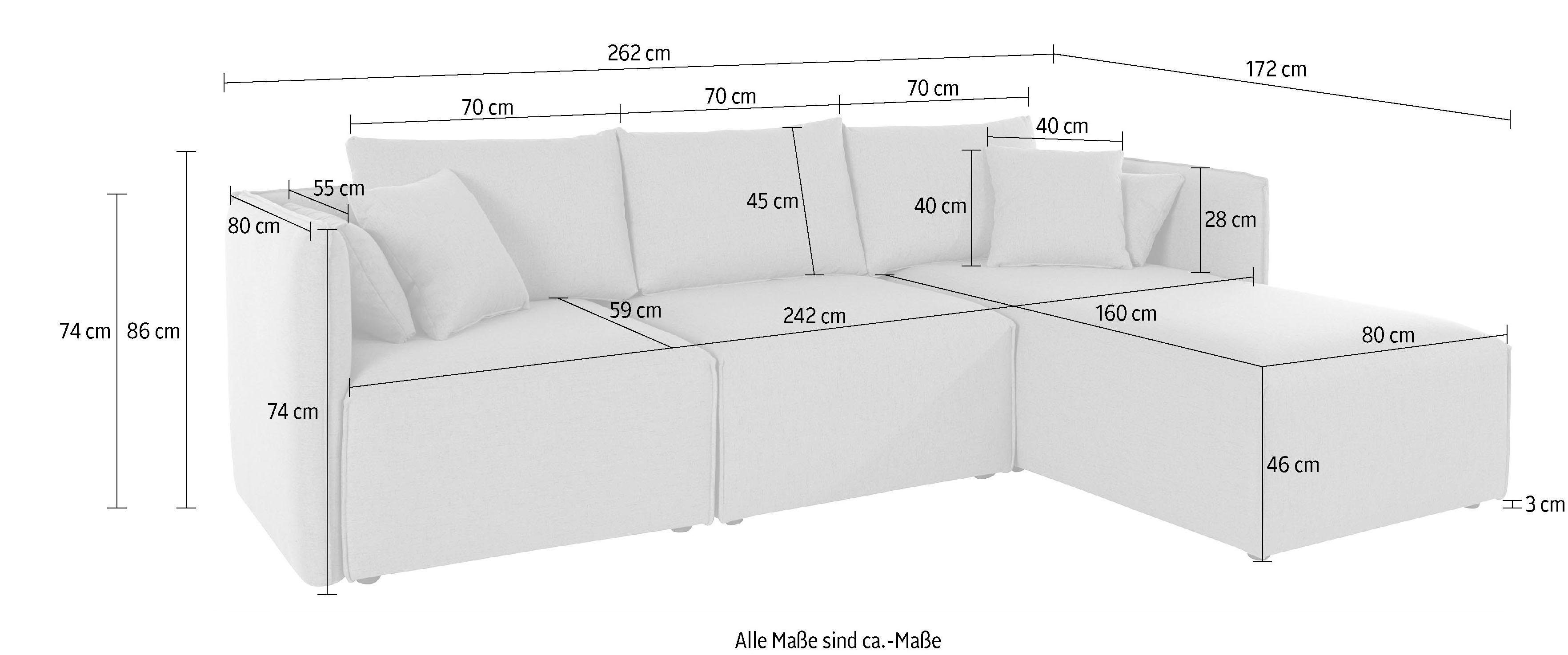 andas Hoekbank Nöre L-vorm 3 delen, in vele bekledingskwaliteiten en kleuren. module onderdelen zie "nöre" (3-delig)