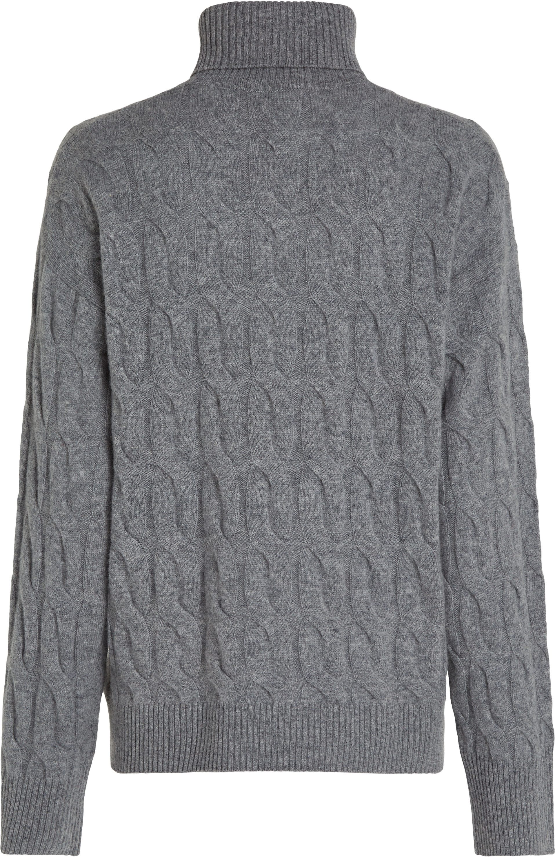 Tommy Hilfiger Coltrui SOFT WOOL CABLE ROLL-NK SWEATER met logoborduring allover kabelpatroon rolkraag 100% wol