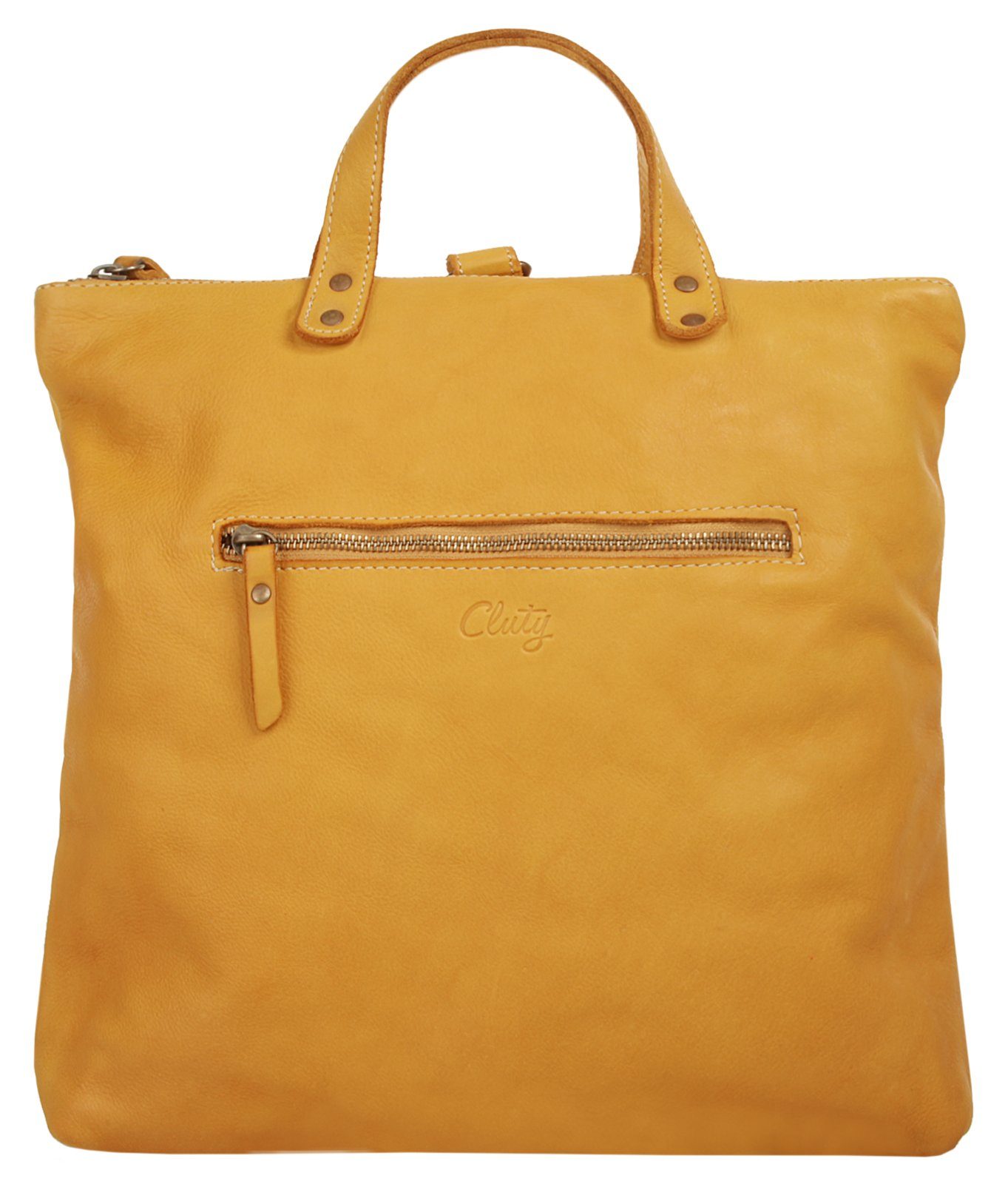 Cluty Schoudertas echt leer, made in italy dames tassen maat onesize (28 x 33 x 7 cm - 9 l) geel