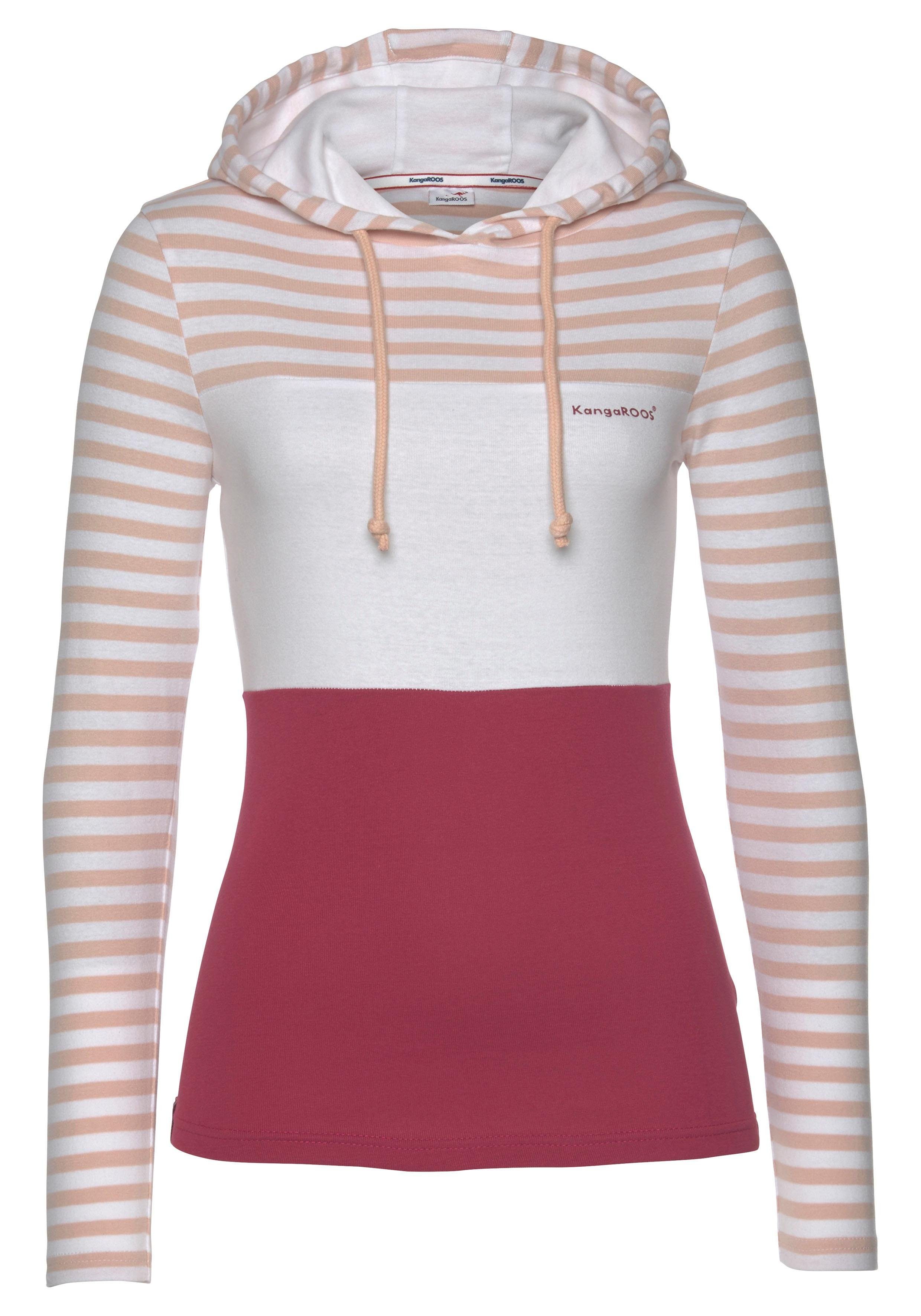 KangaROOS Capuchonshirt Lange mouwen, zeer figuurvolgend, met colourblocking-look