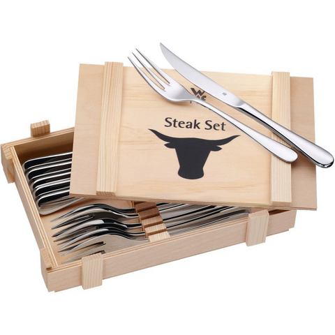 Steakbestek in houten kist, WMF, 12-delig