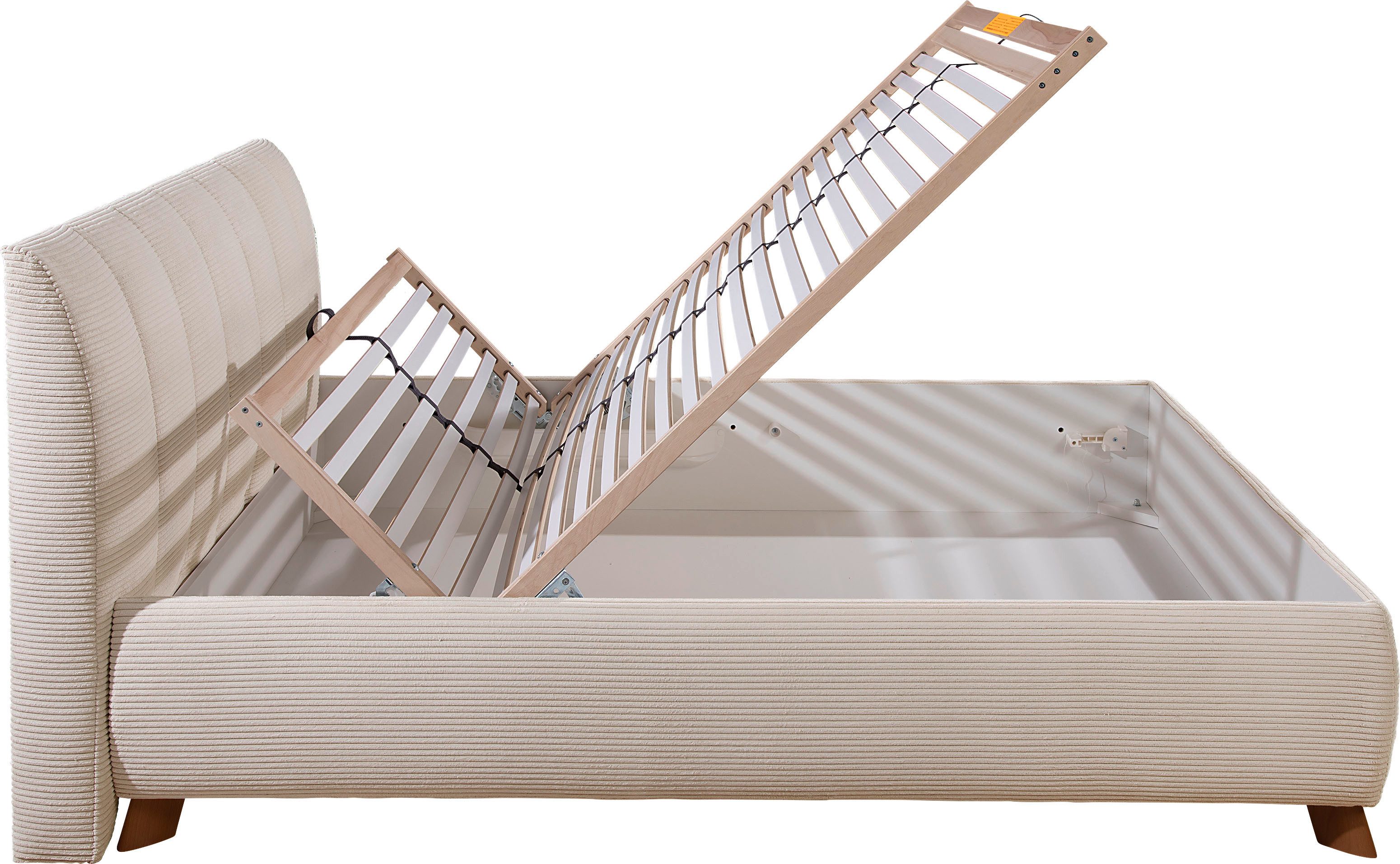 Maintal Gestoffeerd bed Hügeldorf inclusief bedlade, verkrijgbaar in h2, h3 & h4, van cord bekleding