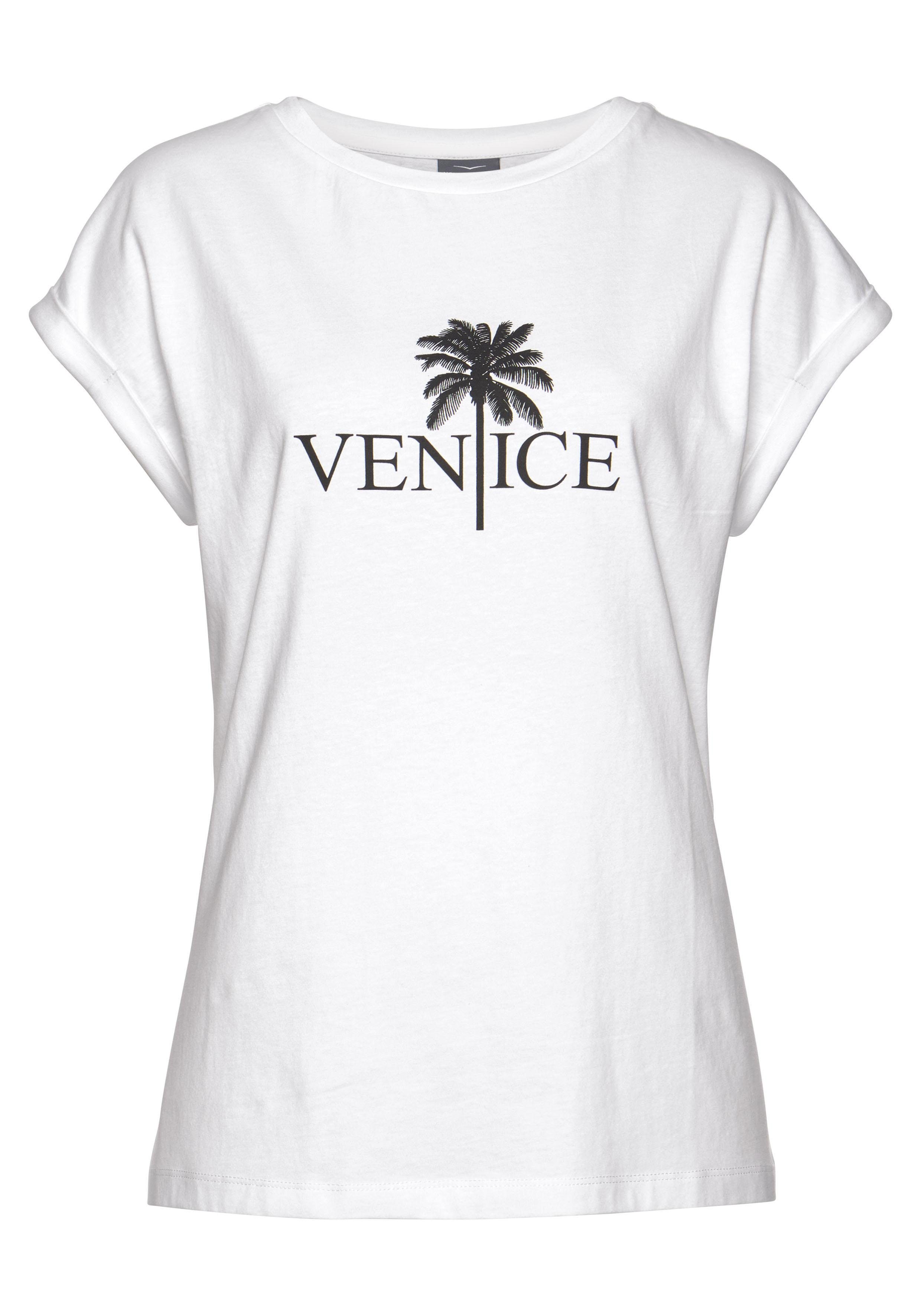 Venice Beach Shirt met ronde hals met print aan de voorkant, katoenen t-shirt, shirt met korte...