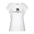 venice beach shirt met ronde hals met print aan de voorkant, katoenen t-shirt, shirt met korte mouwen, basic wit