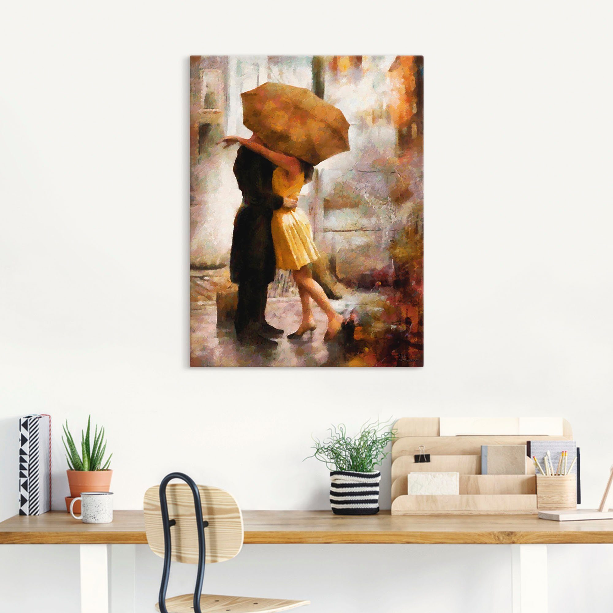 Artland Artprint Kus onder paraplu als artprint op linnen, poster in verschillende formaten maten
