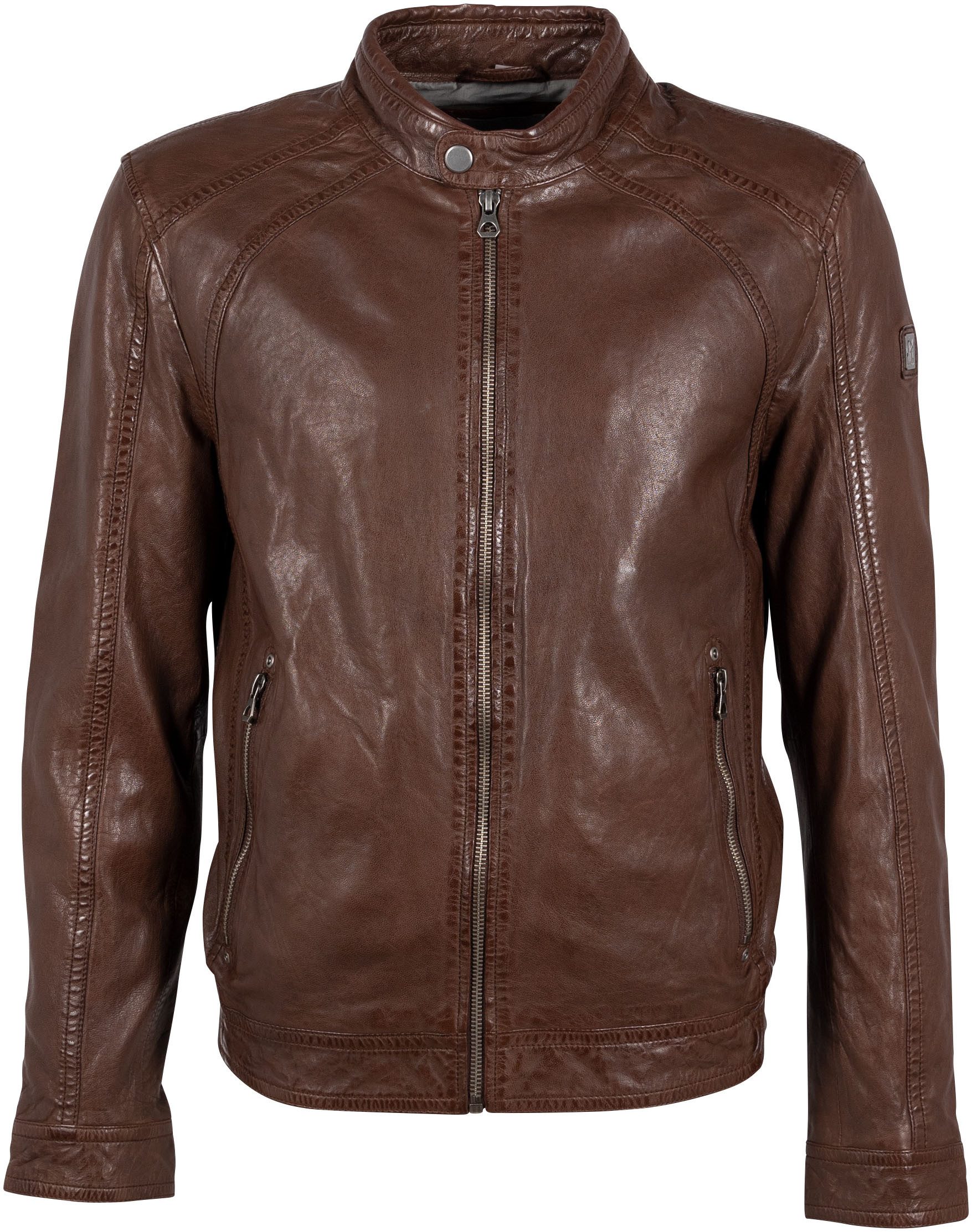 OTTO Mauritius Leren jack GMBreston met ritssluiting, opstaande kraag, raglanmouwen heren tussenjacks maat S bruin