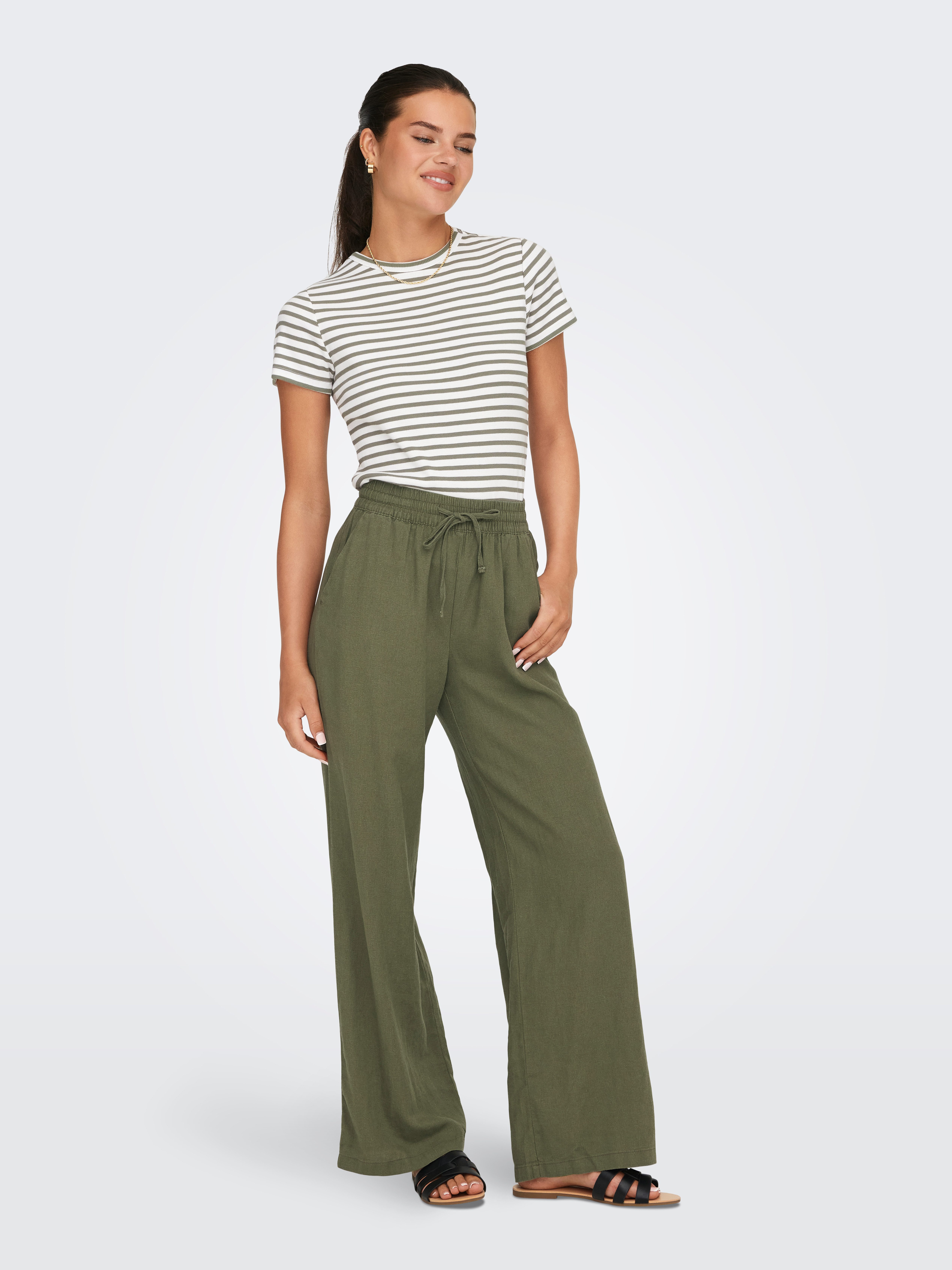 JDY Linnen broek JDYSAY LINEN HW WIDE PANT WVN NOOS