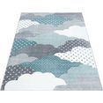 ayyildiz teppiche vloerkleed voor de kinderkamer bambi 820 wolkenmotief, laagpolig blauw