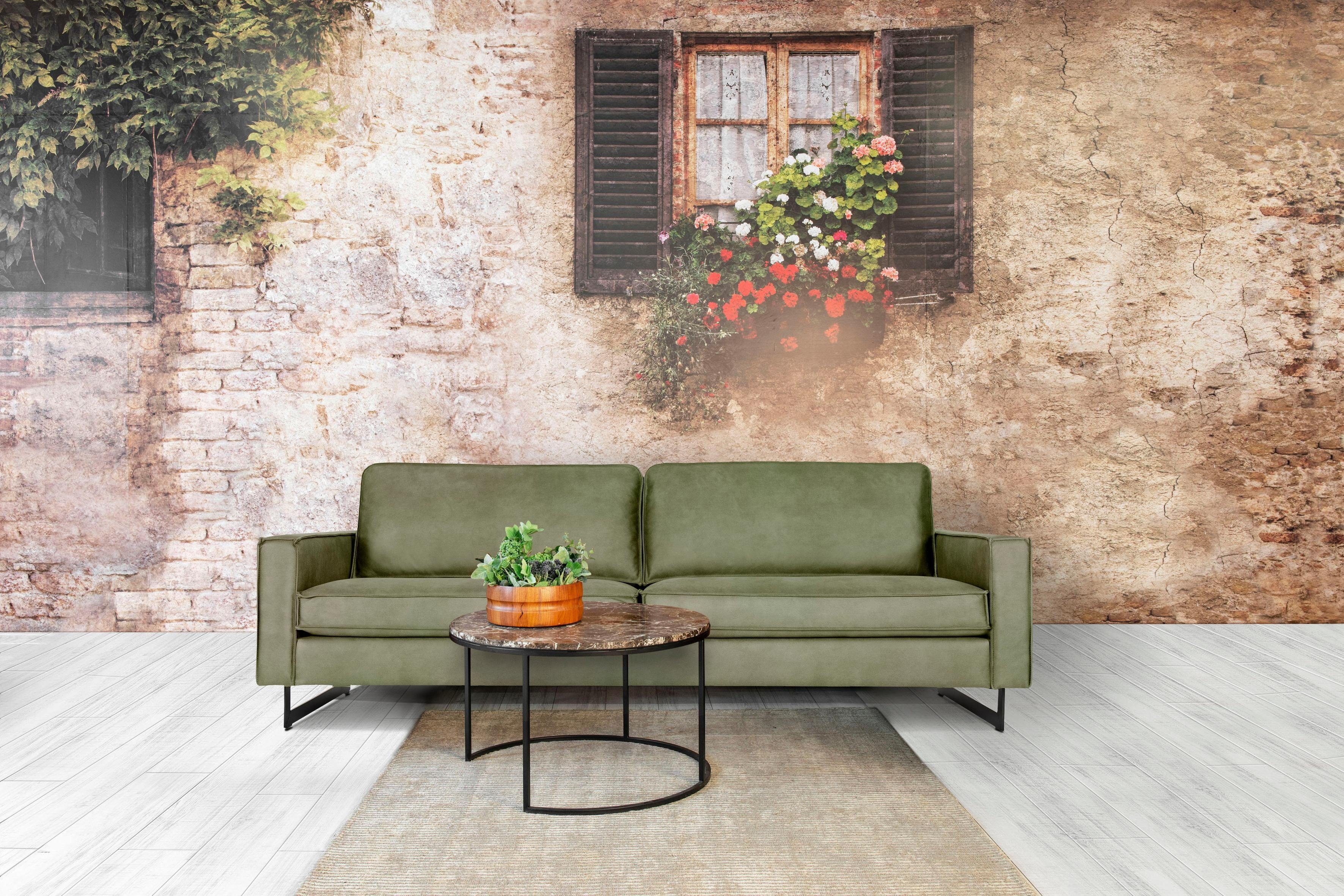 Places of Style 3-zitsbank Pinto Maxi-uitvoering, met opstaande naad en metalen poten, ook met cord overtrekstof
