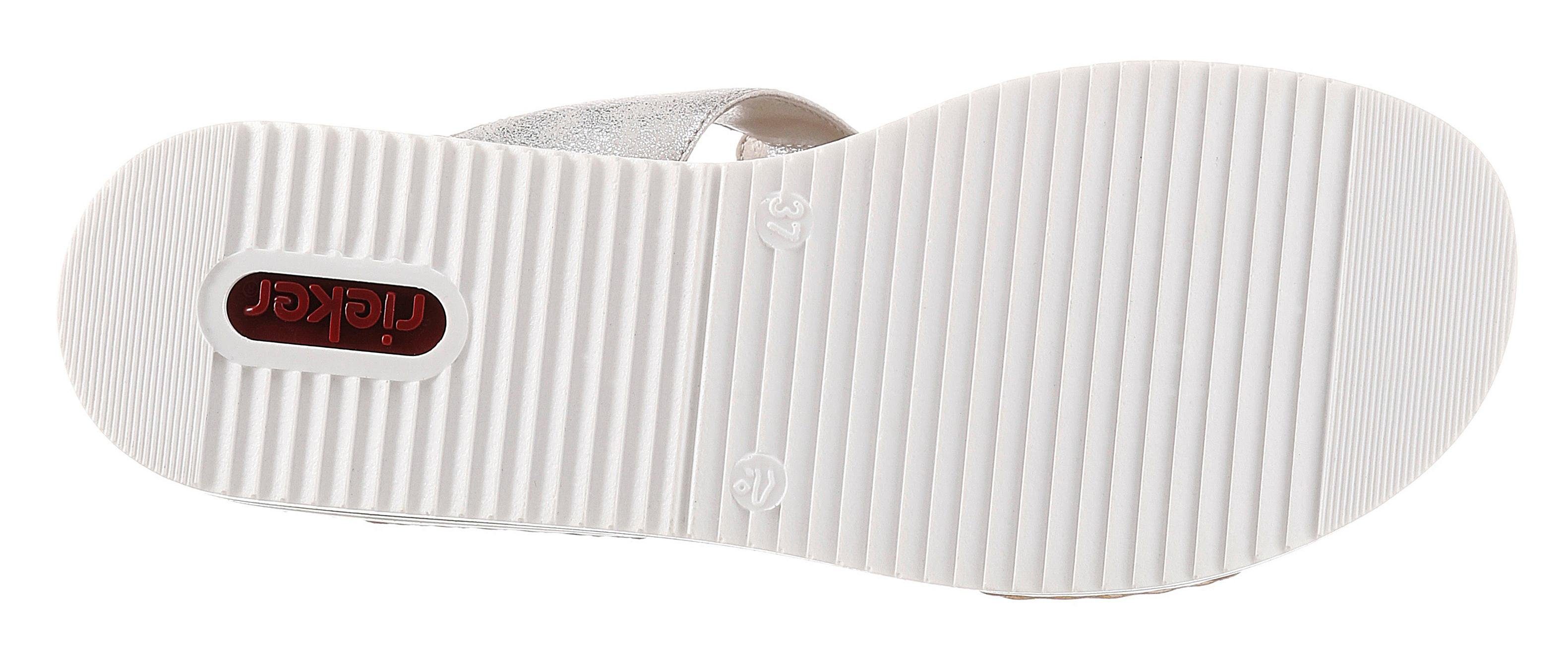 Rieker Slippers , plateau, zomerschoen, pantoffels met decoratieve parels en pailletten