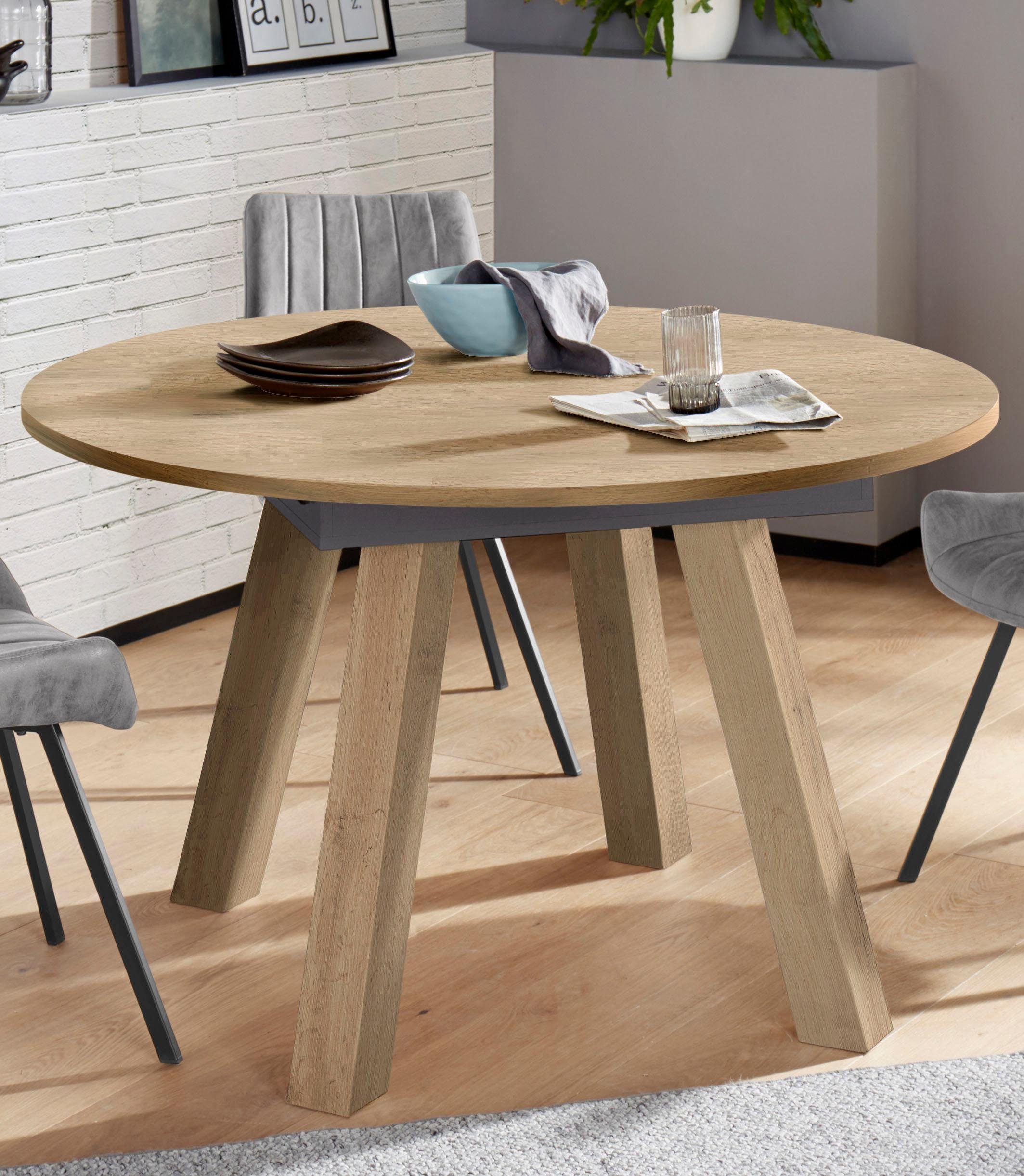 Mäusbacher Eettafel Onderstel schuin geplaatst eettafels beige