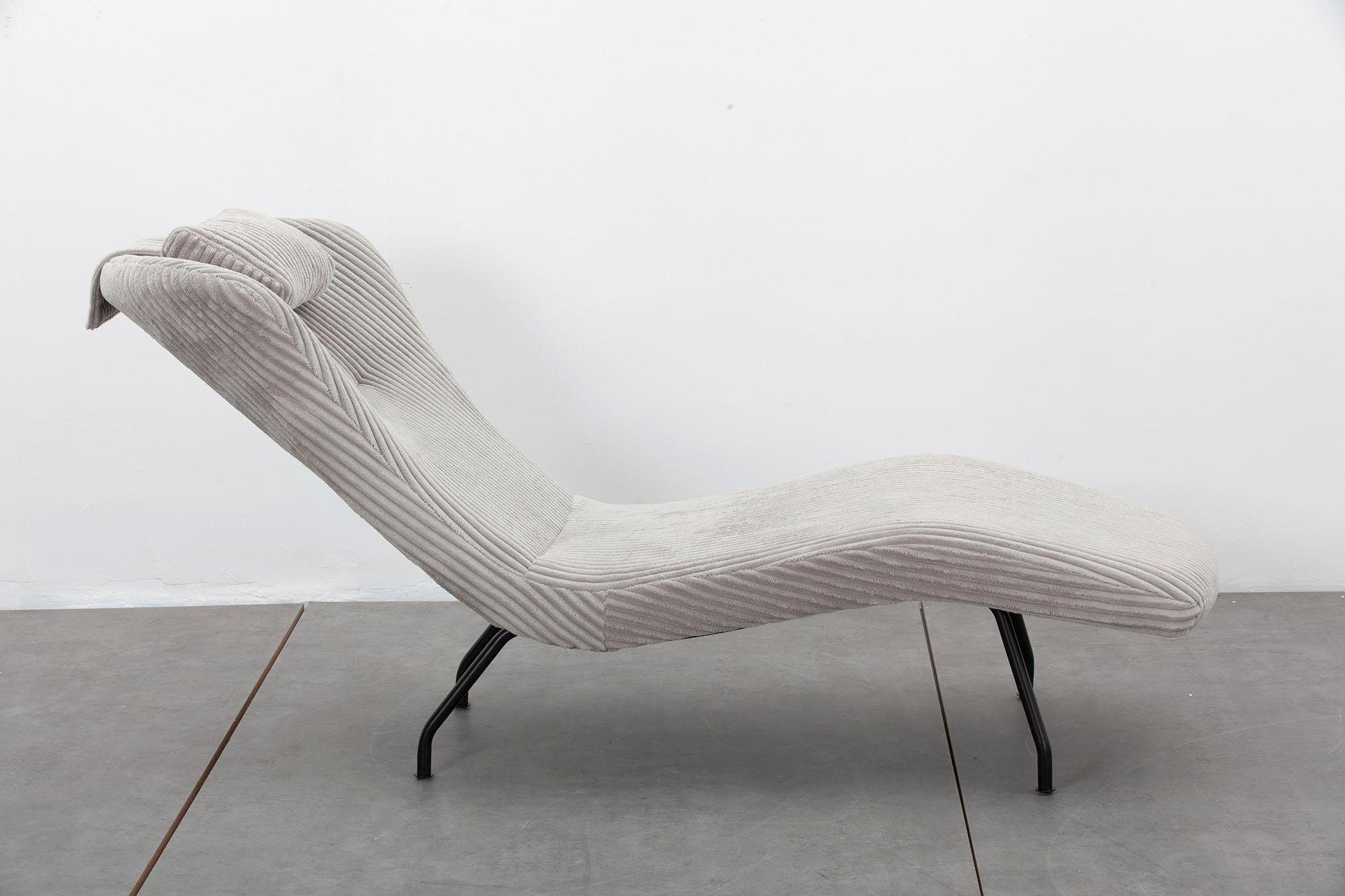 SalesFever Relaxfauteuil met moderne cord bekleding, gezellige stretcher tv-fauteuils grijs