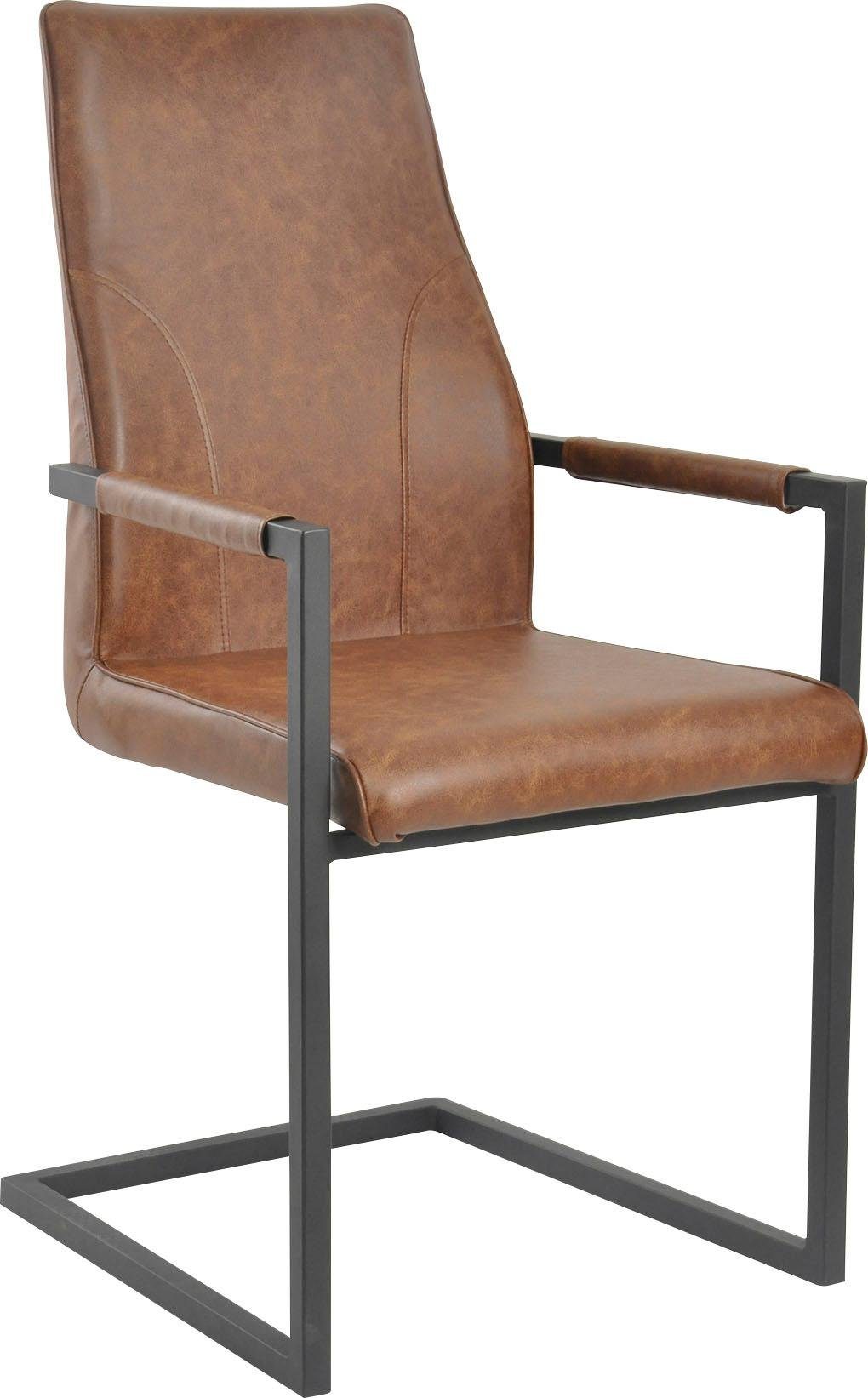 salesfever vrijdragende stoel in moderne vintage-look (set, 2 stuks) bruin