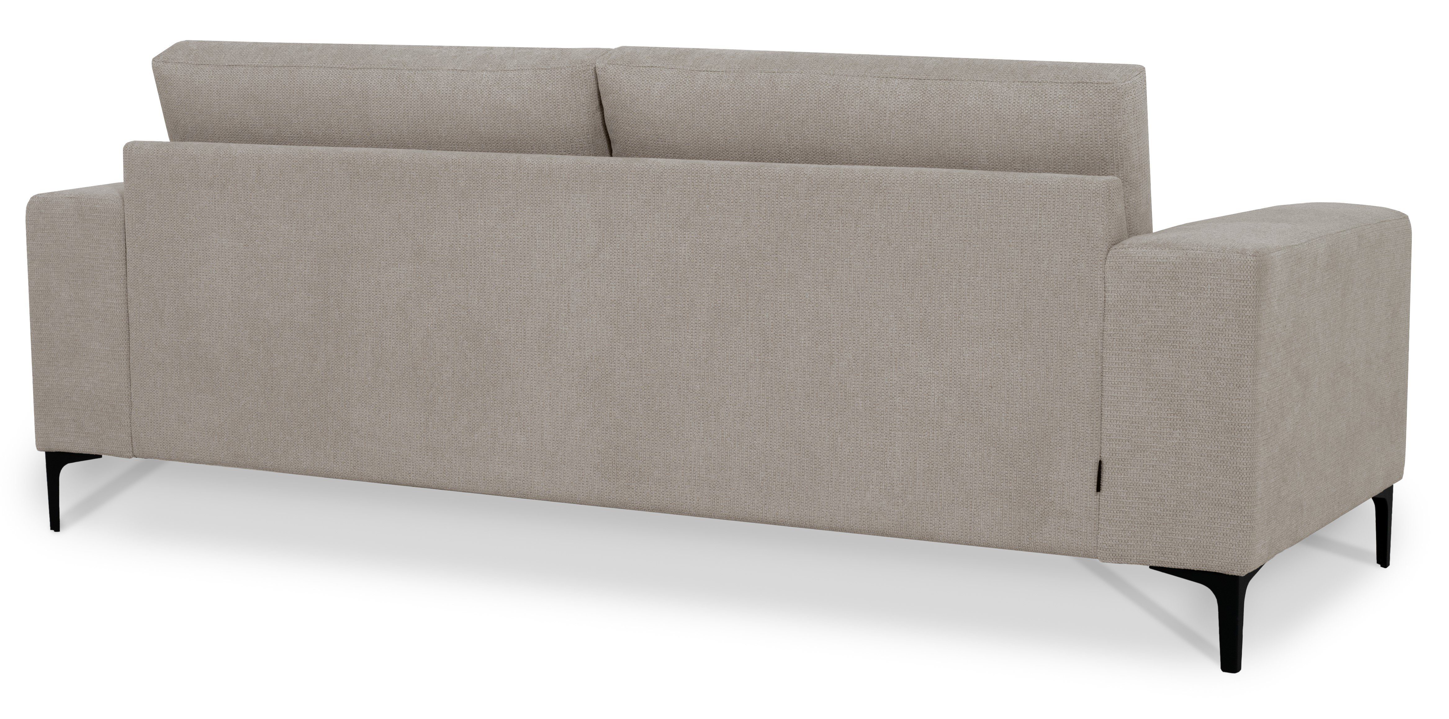 Places of Style 3-zitsbank Xander Breedte 224 cm, soft-touch chenille, zwarte metalen voeten
