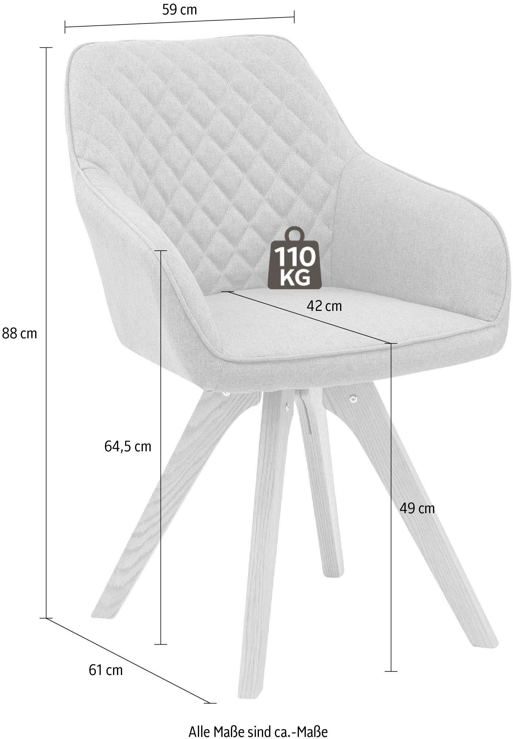 SalesFever Eetkamerstoel met diamantvormig stiksel op de rugleuning (set, 2 stuks)