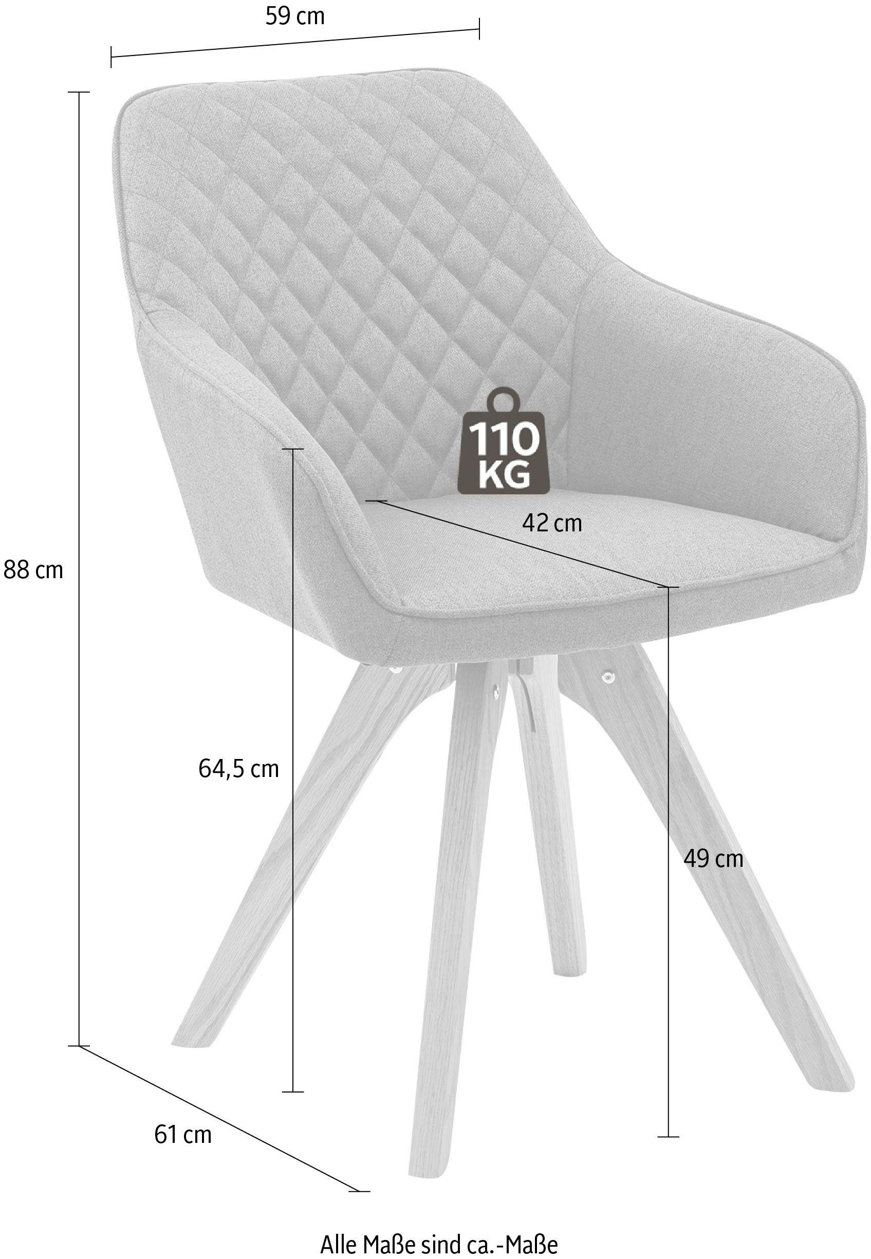 SalesFever Eetkamerstoel met diamantvormig stiksel op de rugleuning (set, 2 stuks)