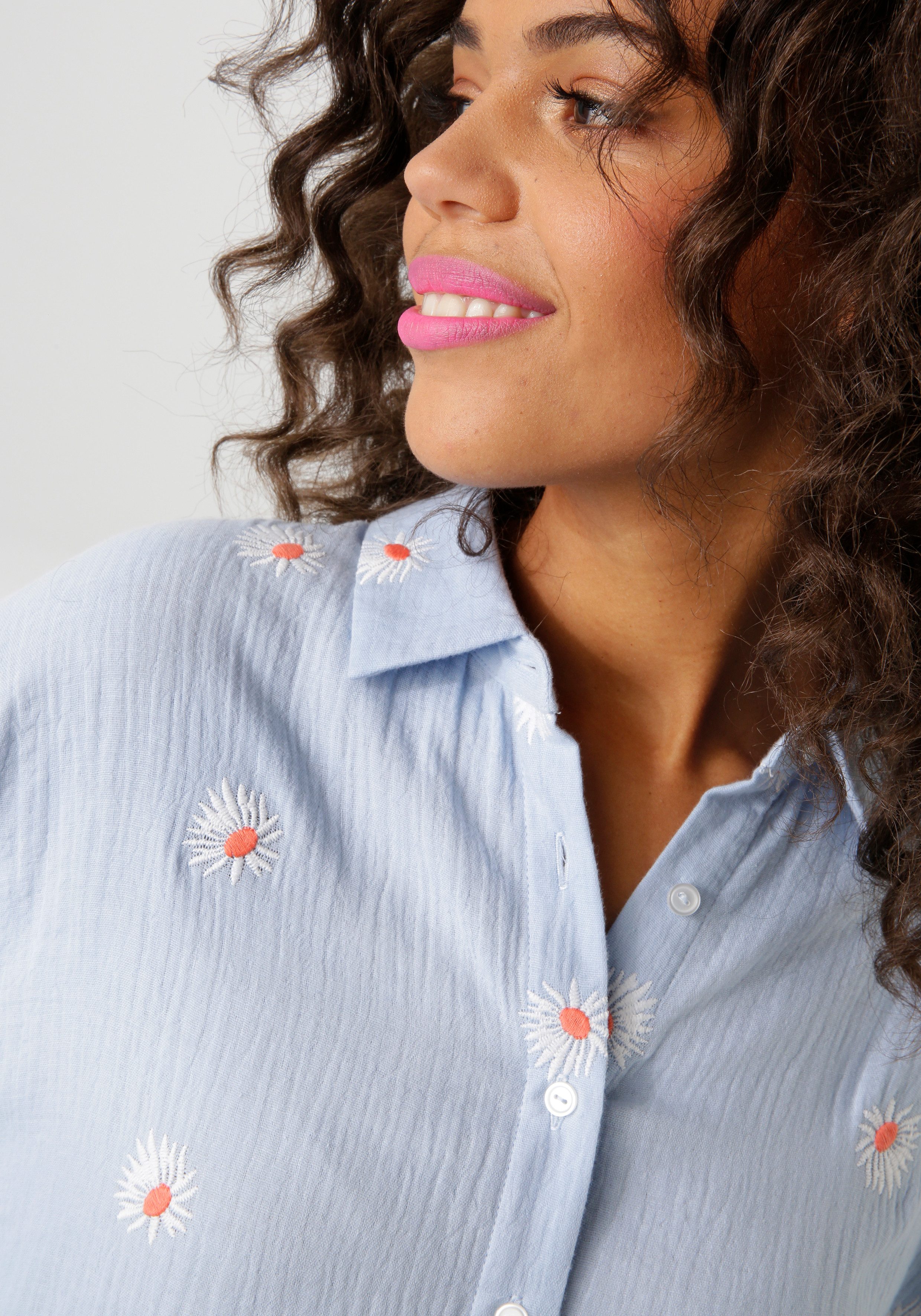 Aniston CASUAL Overhemdblouse met betoverende bloemen geborduurd - nieuwe collectie