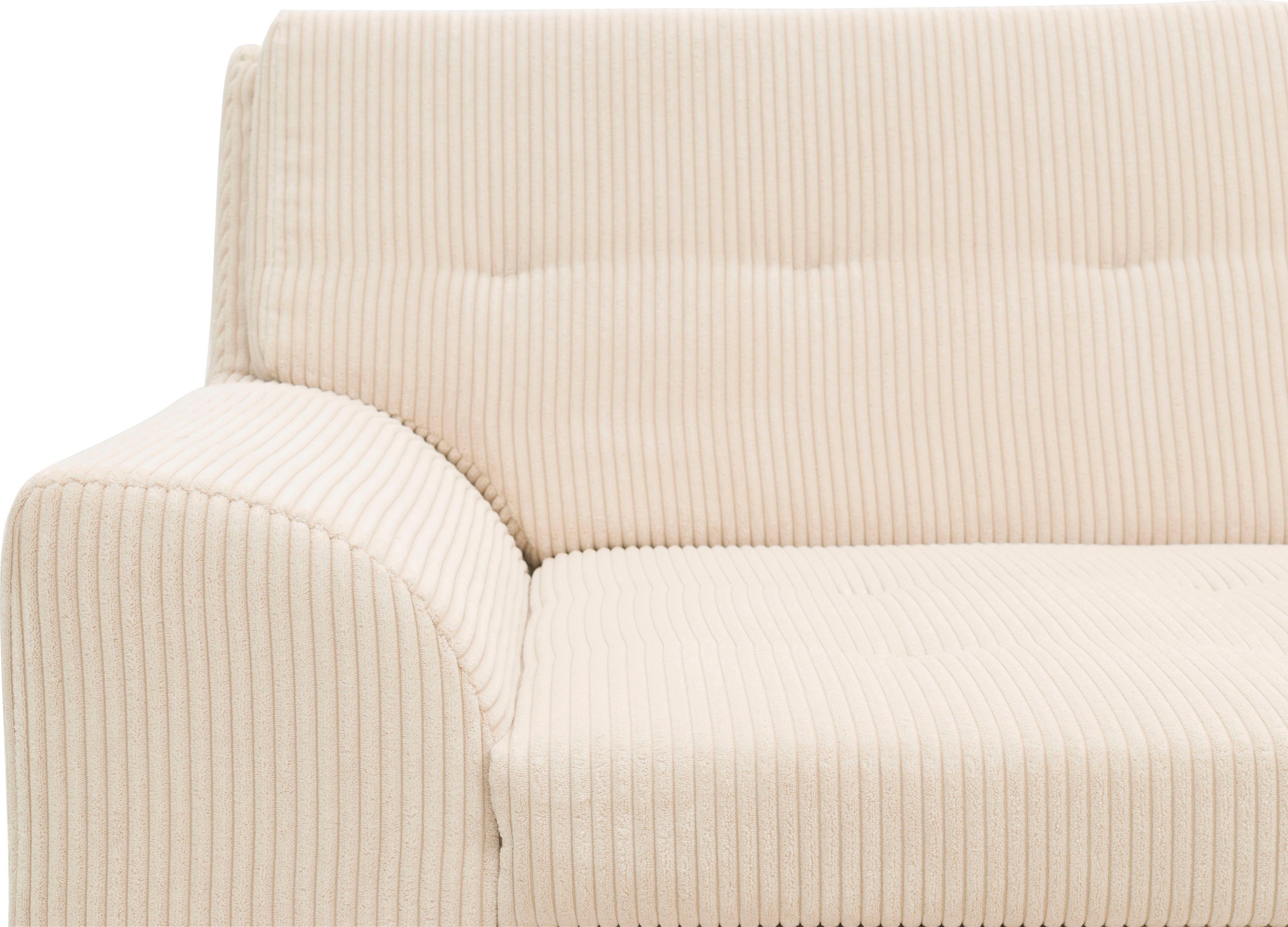 DOMO collection Hoekbank Treviso veel bekledingen, ook in cord, L-vorm, B/D/H: 267/80/83 cm optioneel met slaapbank functie, incl. sierkussens, hoogwaardig doorgestikt patroon