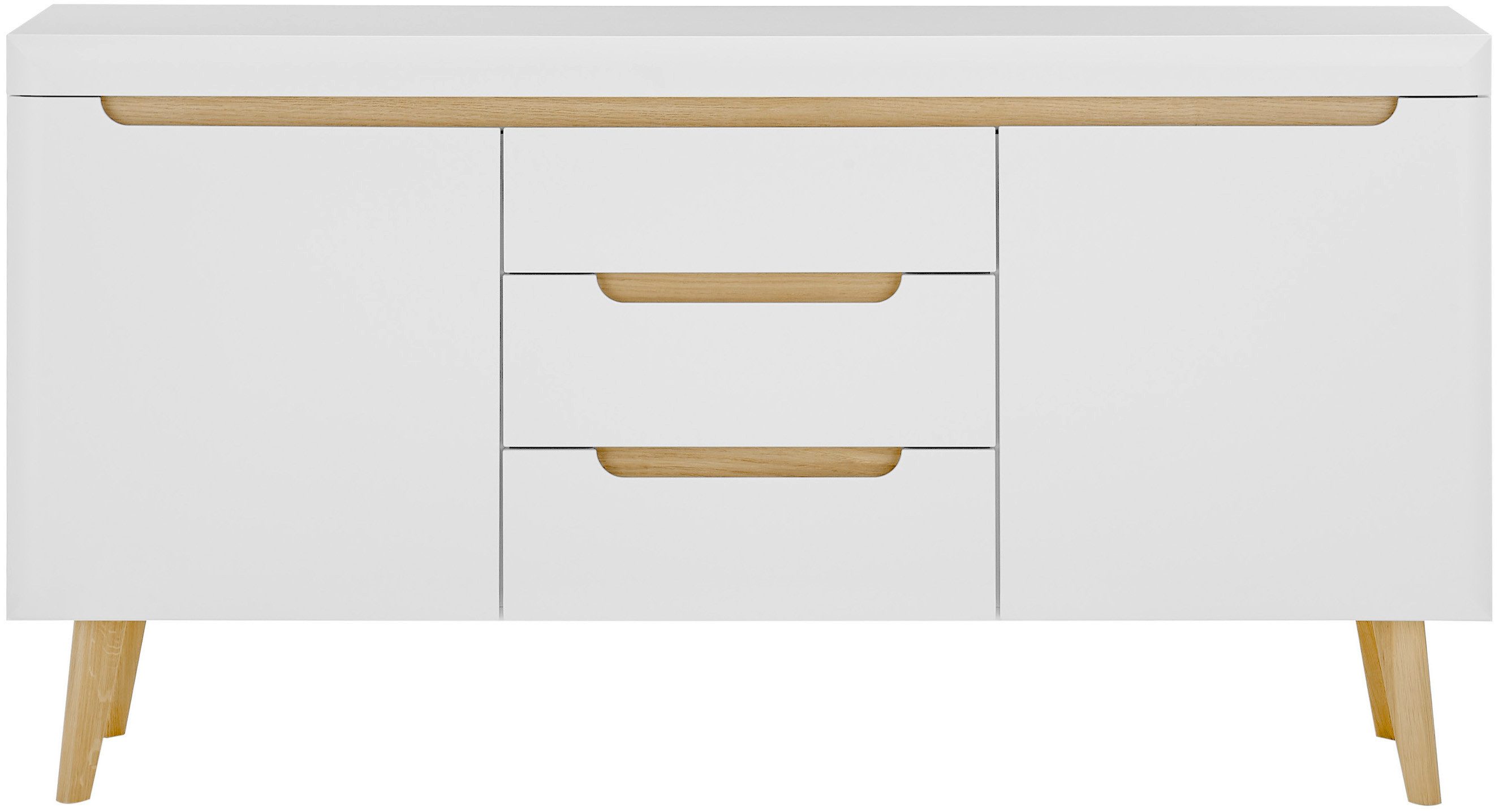 INOSIGN Dressoir Torge, dressoir, commode, ladekast afgeschuinde poten, drie kleuren, scandi design, 160 cm breed (1 stuk)