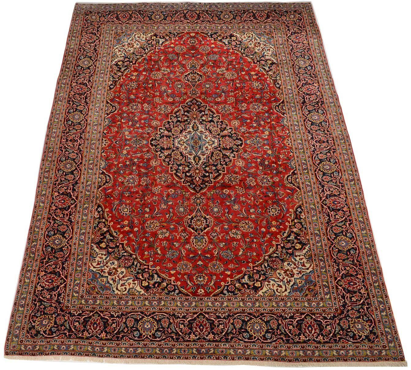 morgenland Wollen kleed Keshan medaillon rosso 414 x 292 cm Uniek exemplaar met certificaat