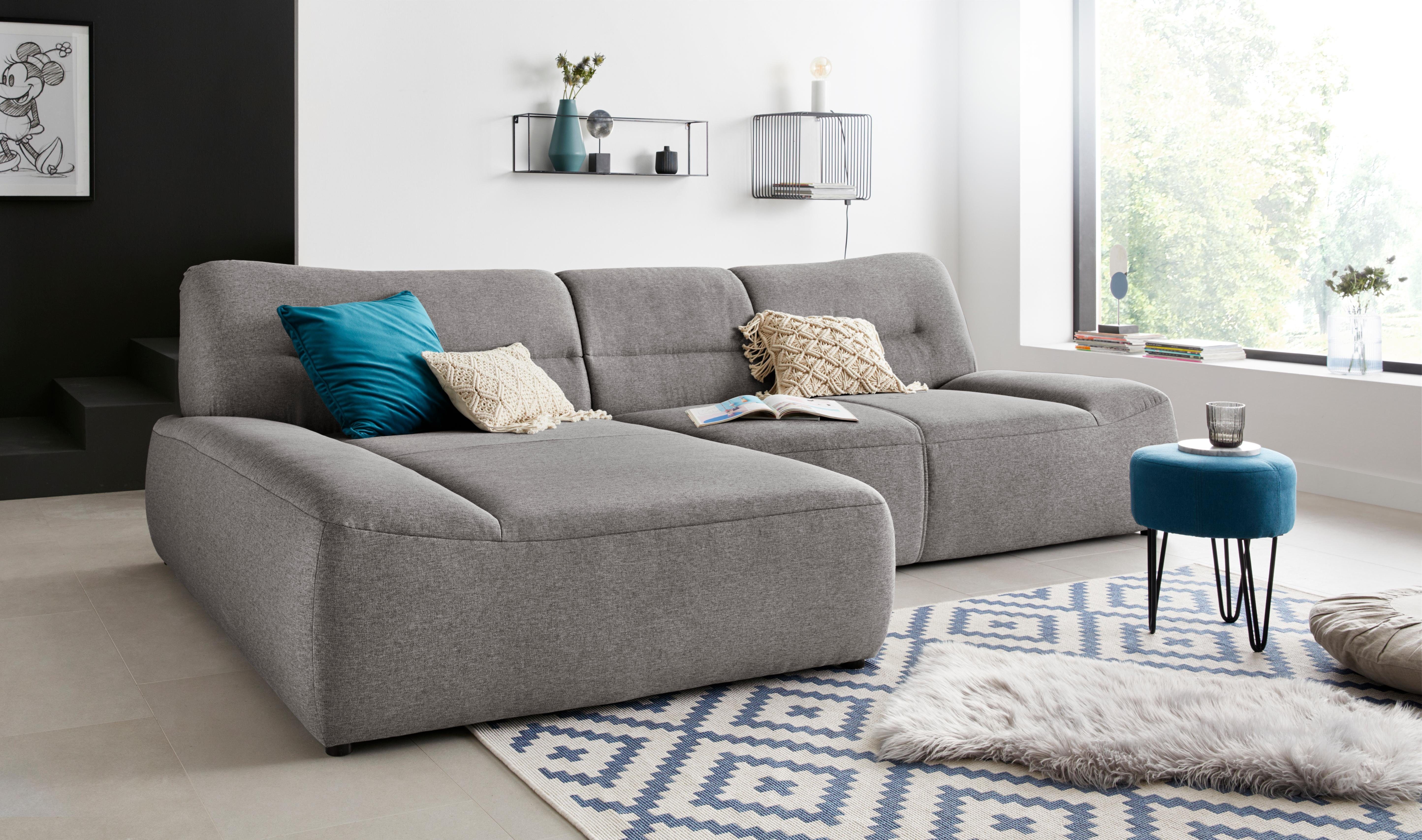 DOMO collection Hoekbank Cesena moderne hoekbank met platte armleuningen, L-vorm