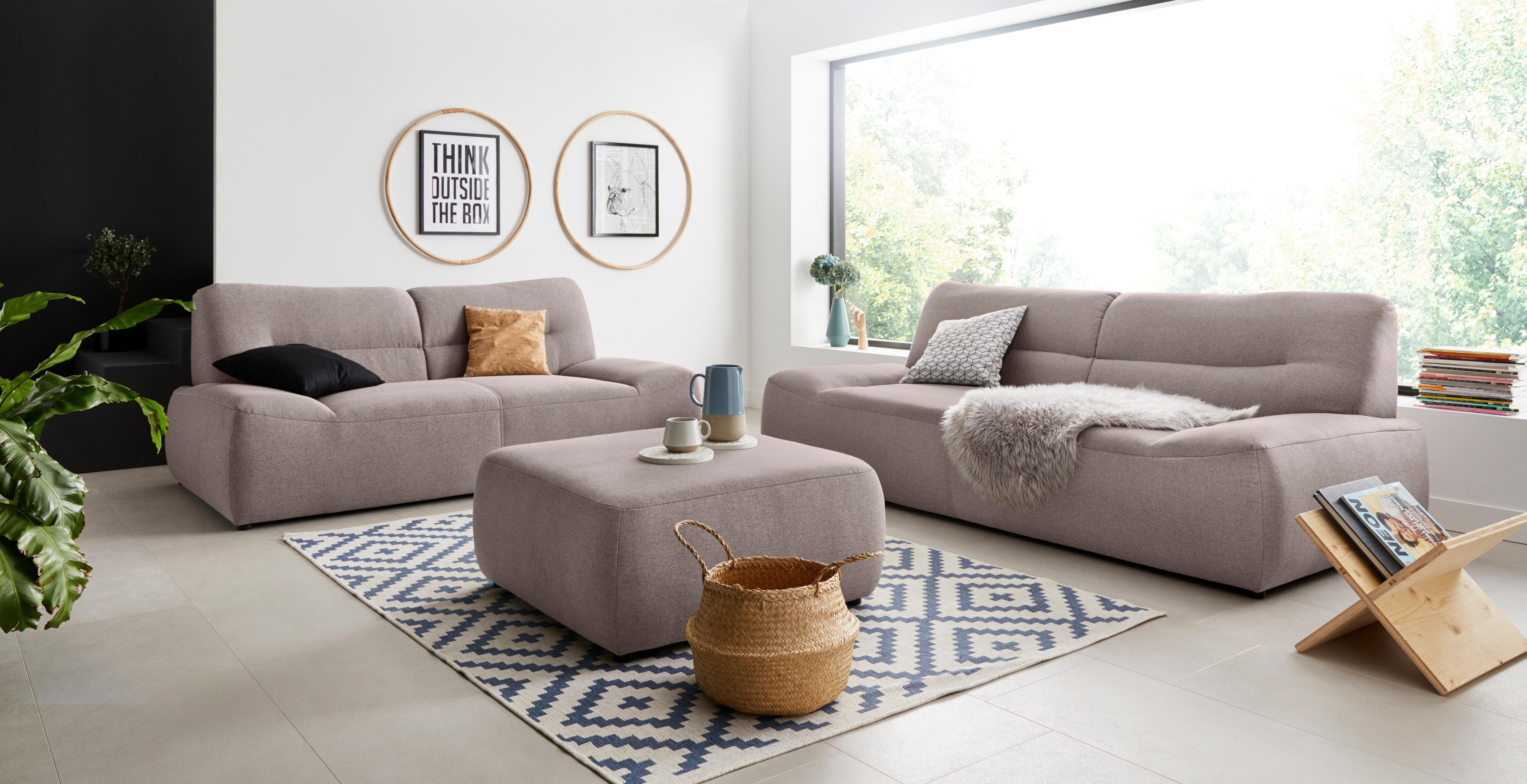 DOMO collection 2-zitsbank Cesena moderne bank met platte armleuningen, comfortabel