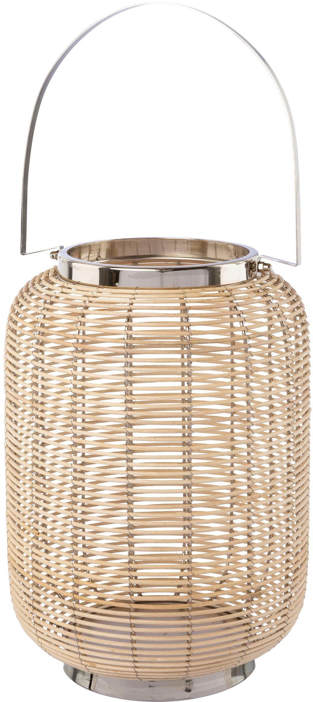 Creativ home Windlicht Lantaarn ALEGRE, met handvat Kaarsenhouder van natuurlijk wilg (1 stuk) tuinlantaarns maat Ø 23 cm x 34 cm bruin