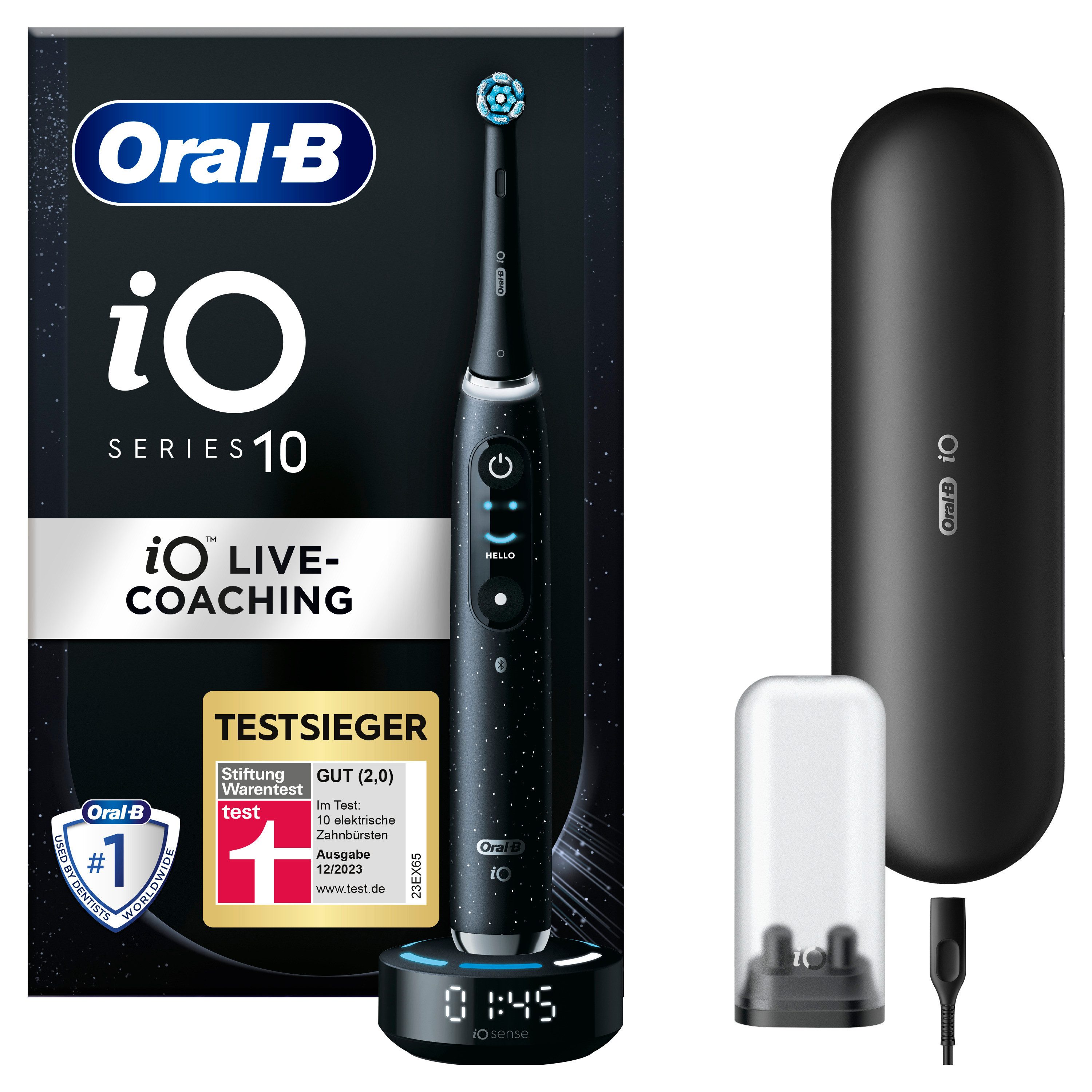 oral b elektrische tandenborstel io 10 magnetische technologie, iosense, 7 reinigingsstanden, kleurendisplay  oplaad--reisetui zwart