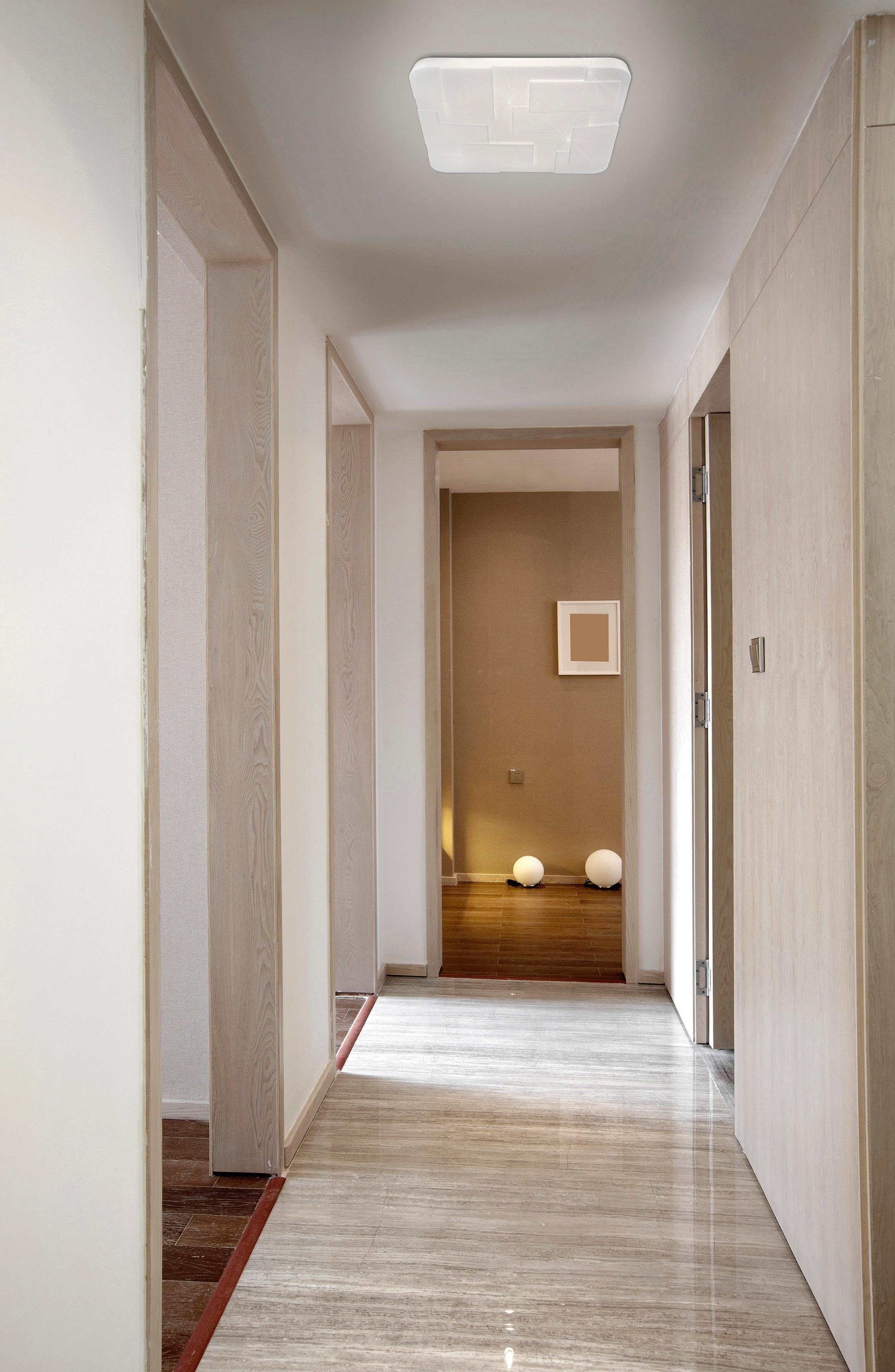 näve Led-plafondlamp LUXOR Kristaleffect, dimbaar, CCT, nachtlicht-/geheugenfunctie,afstandsbediening (1 stuk)