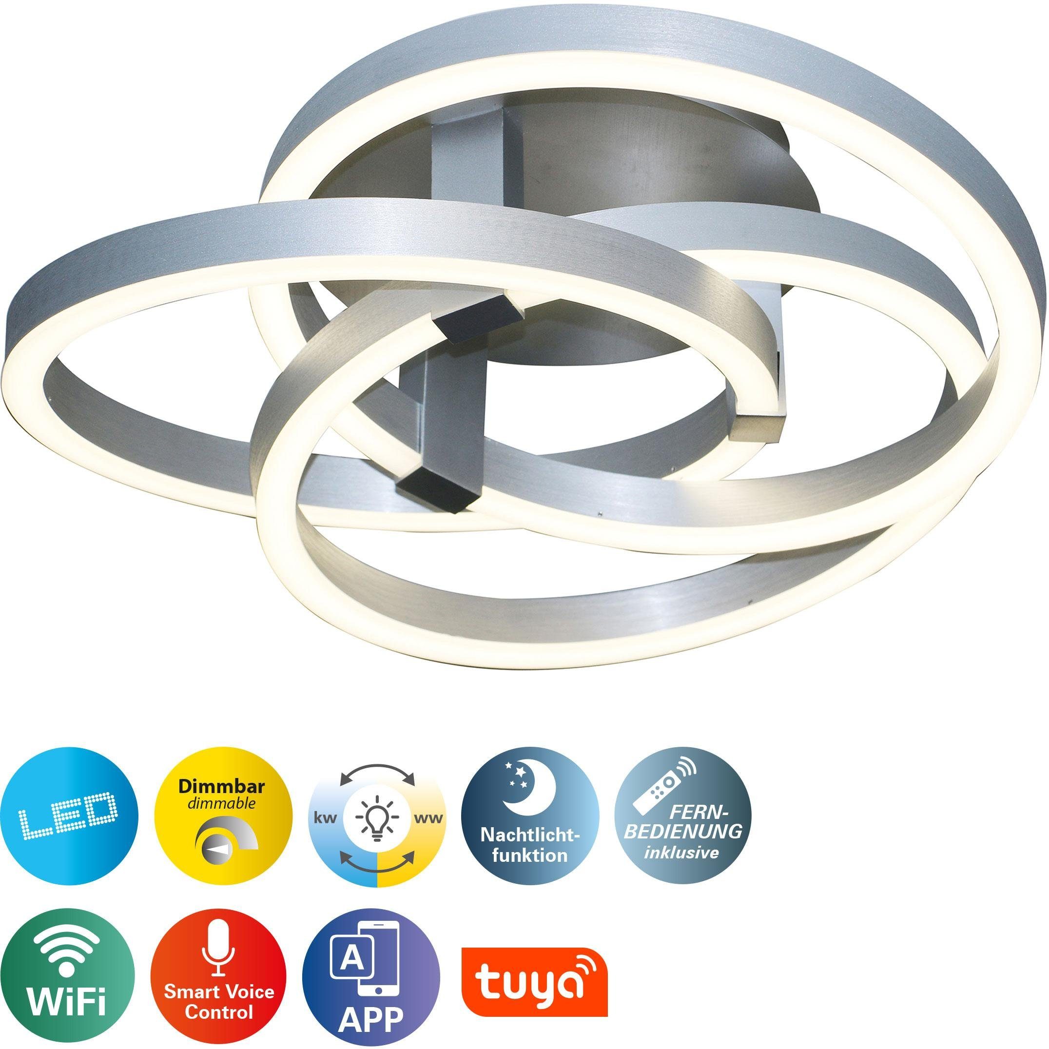 näve Led-plafondlamp Divora dimbaar, cct, nachtlicht- en geheugenfunctie, app of afstandsbediening (1 stuk)