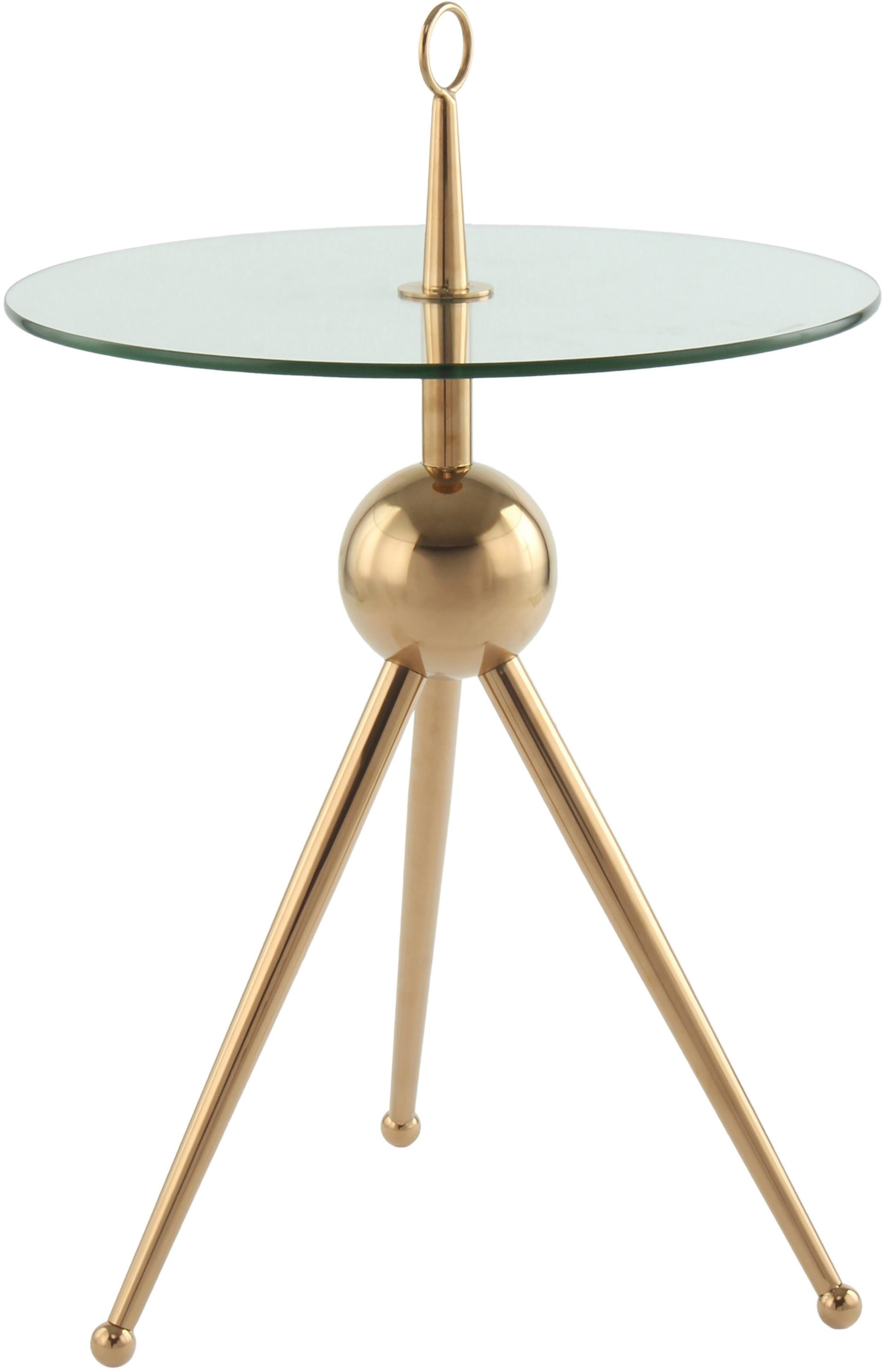 Kayoom Bijzettafel Ontario 325, ronde glasplaat van veiligheidsglas, 100% roestvrij staal (1 stuk)