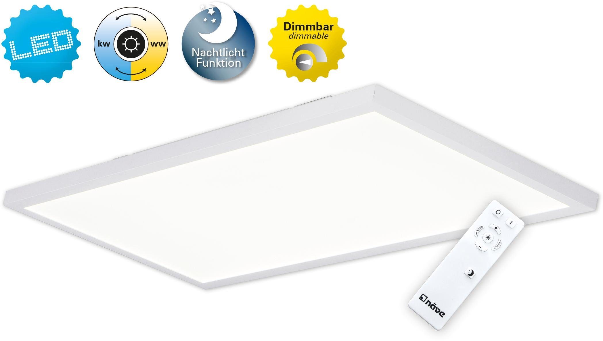 näve Led-plafondlamp Salta Plafondlamp, dimbaar, nachtlicht- en geheugenfunctie, afstandsbediening (1 stuk)