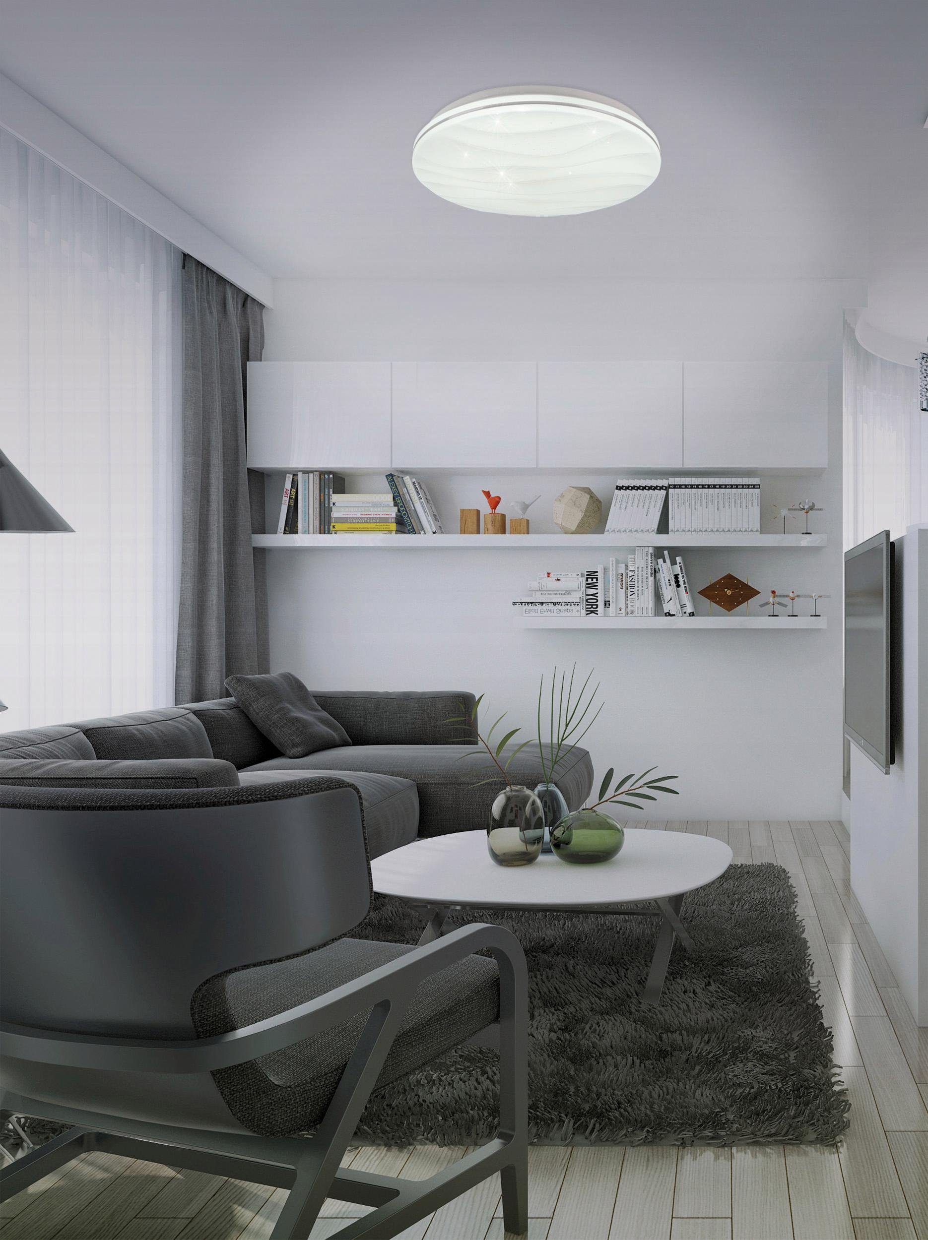 näve Led-plafondlamp Austin CCT, nachtlichtfunctie, kristaleffect, timer, dimbaar, incl. Afstandsbediening (1 stuk)