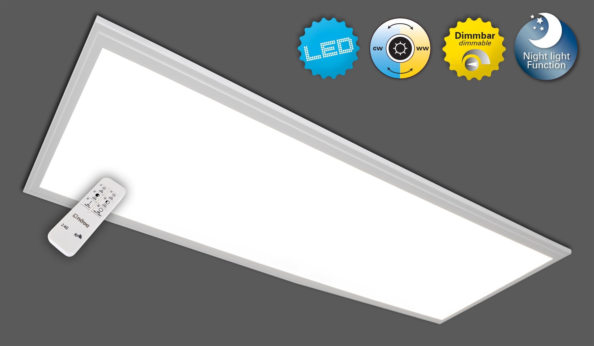 näve Led-plafondlamp Salta Plafondlamp, dimbaar, nachtlicht- en geheugenfunctie, afstandsbediening (1 stuk)
