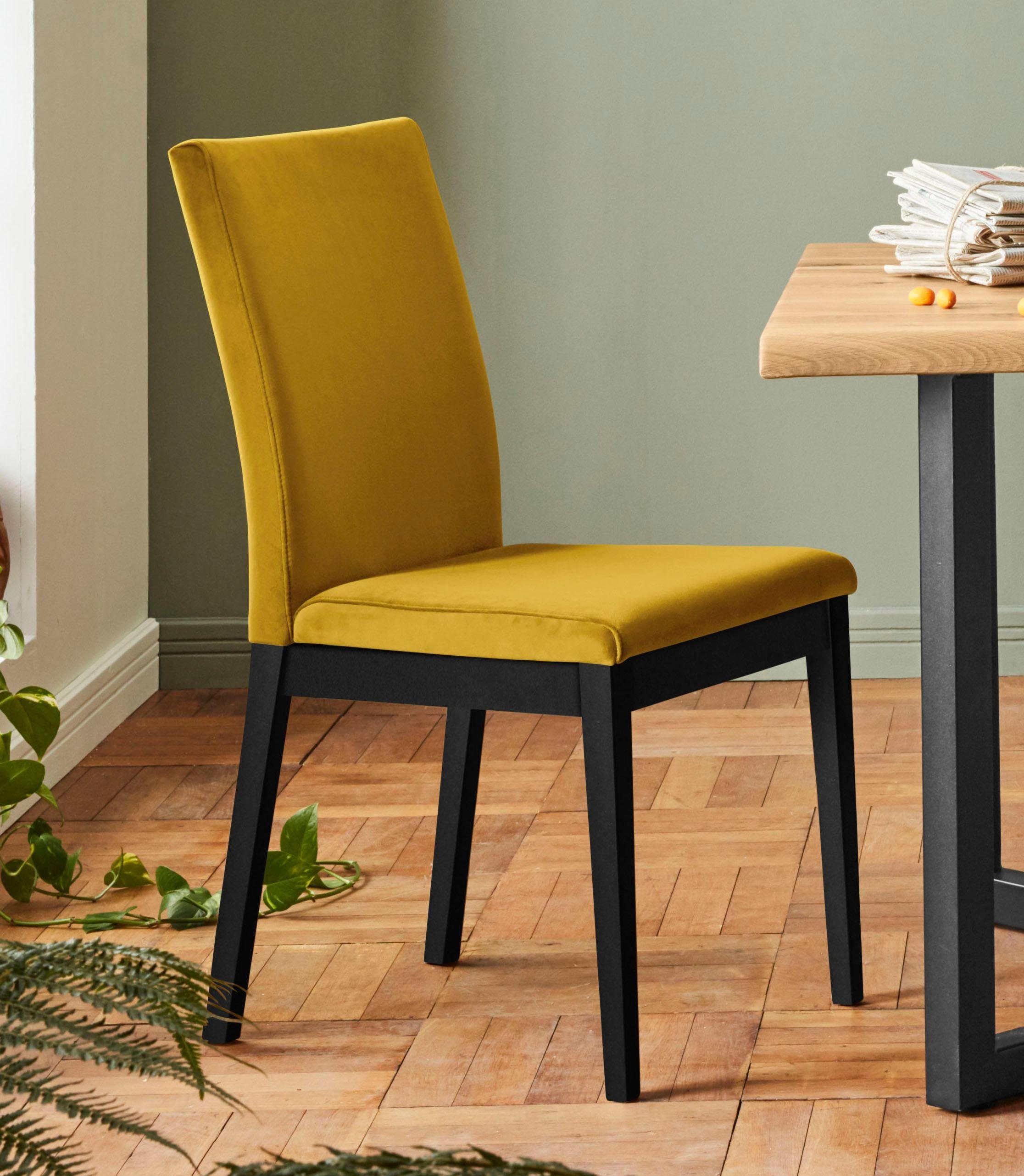 Home affaire Stoel Dendres (set, 2 stuks) gestoffeerde stoelen maat Luxe-microvezel geel