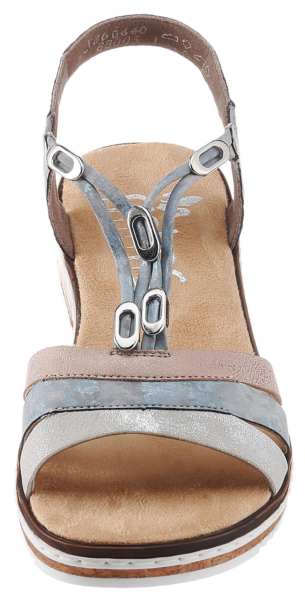Rieker Sandalen zomerschoen, sandaal, sleehak, met subtiele decoratieve versiering