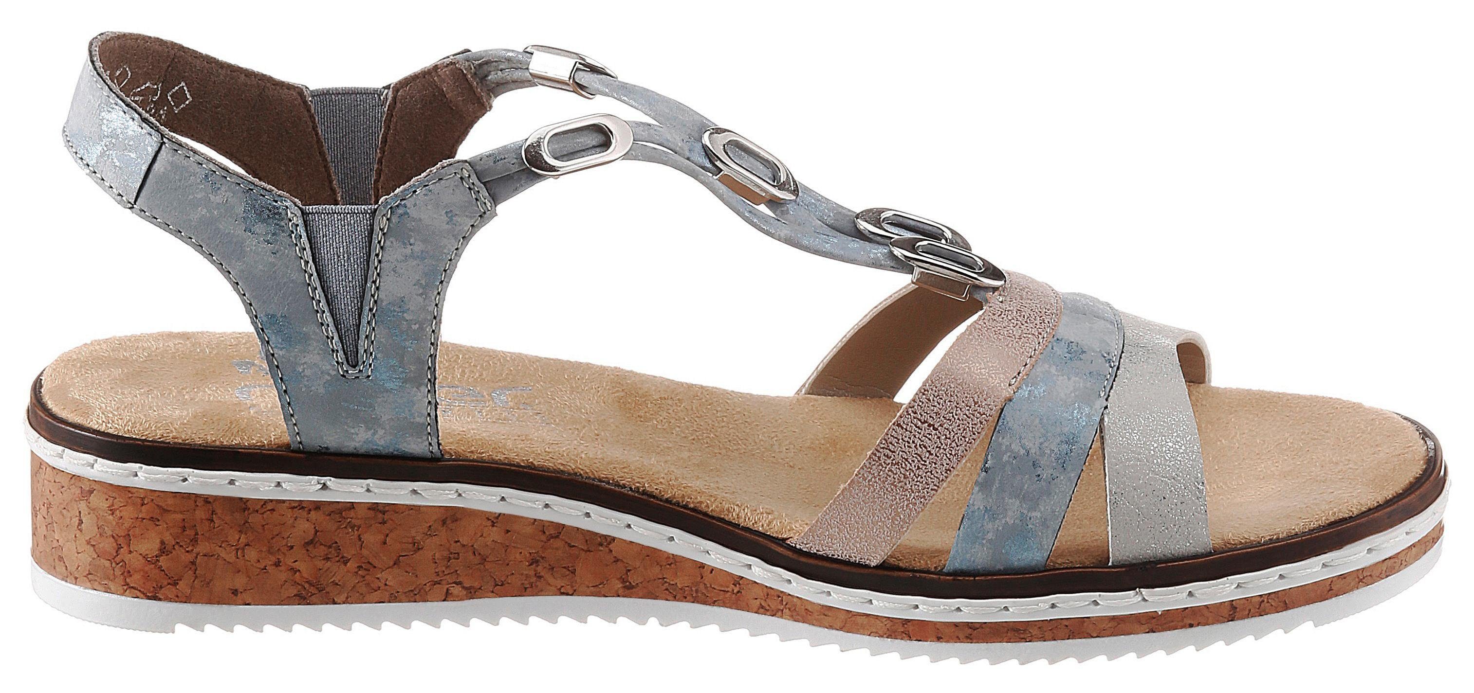 Rieker Sandalen zomerschoen, sandaal, sleehak, met subtiele decoratieve versiering
